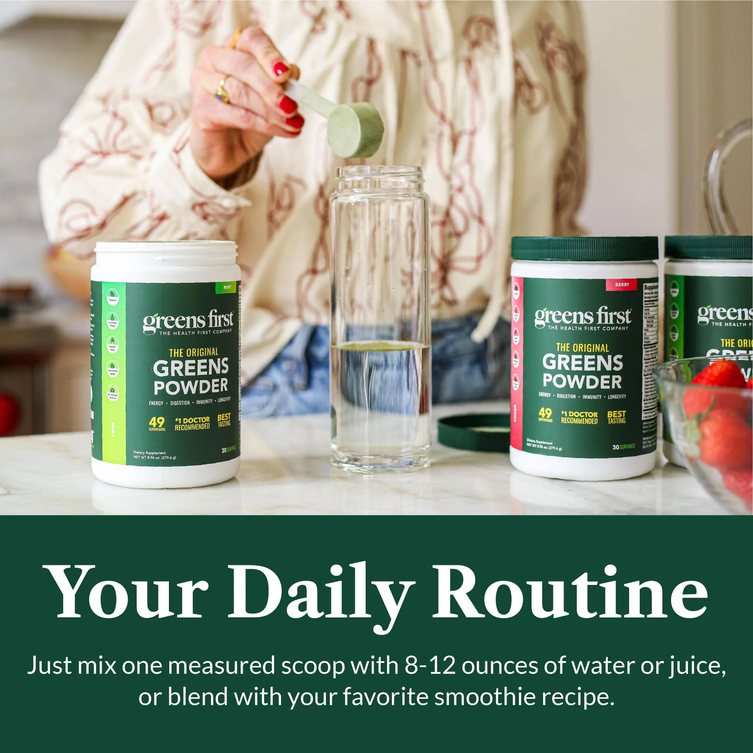 Greens First Original Greens Powder - 49 Superfoods - Organic Fruits & Veggies - Prebiotics, Probiotics & Digestive Enzymes - Antioxidant Smoothie - Dairy Free, Vegan & Non-GMO (Mint, 60 Servings) - Image 8