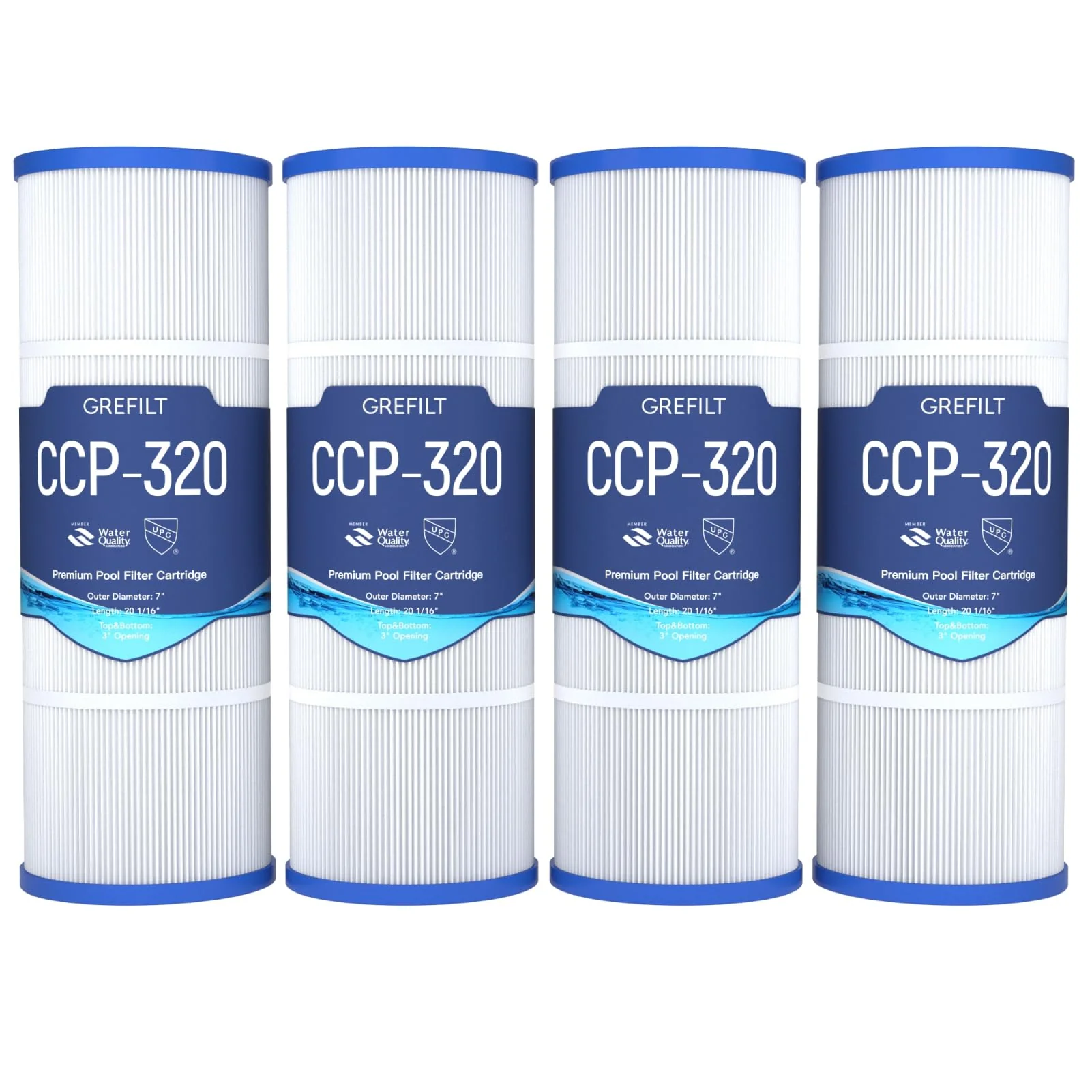 Grefilt 4-Pack CCP320 Pool Filter Cartridges, Compatible with Pentair Clean & Clear Plus 320, Replaces Pentair R173573, Pleatco PCC80-PAK4, 320 sq.ft