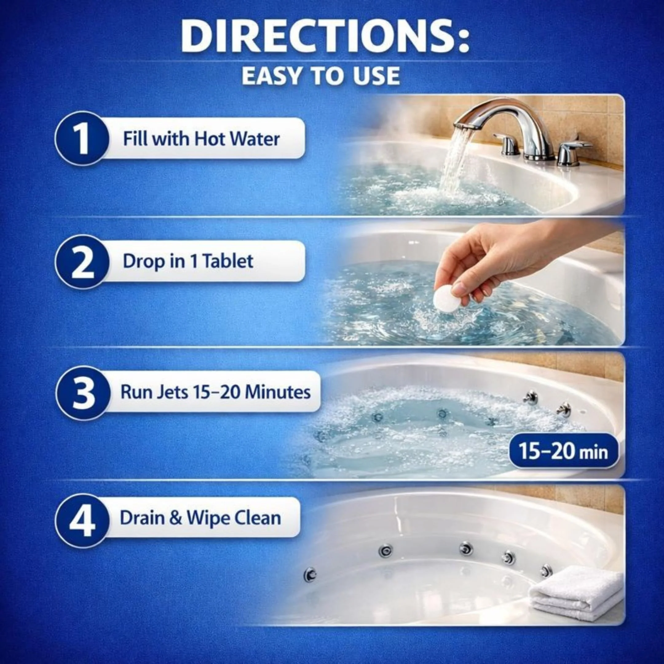 GRIME LABS Jetted Tub Cleaner Tablets – Bathtub Jet & Pipe Cleaner for Whirlpool Baths, Spas & Hot Tubs, Deep Cleans Tub Jets, Septic Safe, 12 Tablets - Image 6