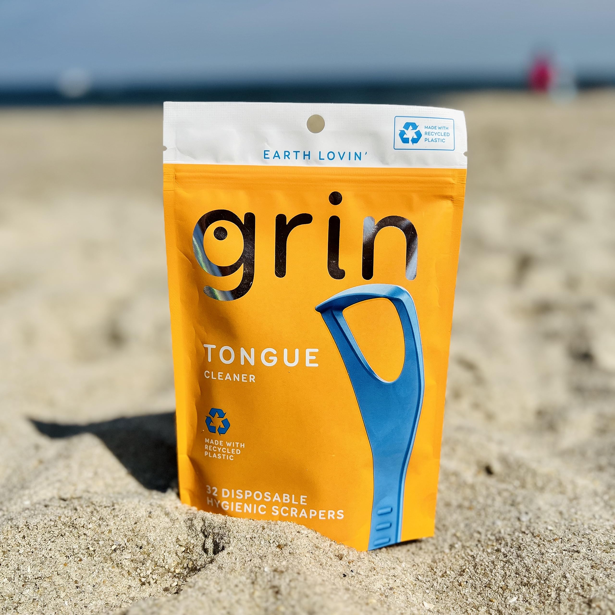 GRIN Tongue Cleaner, 32 Count, Disposable Tongue Cleaner, Hygienic Scraper, Recycled Plastic, Clean Tongue, Promote Fresh Breath, Includes Safe Fold- Back Tooth Pick - Image 7