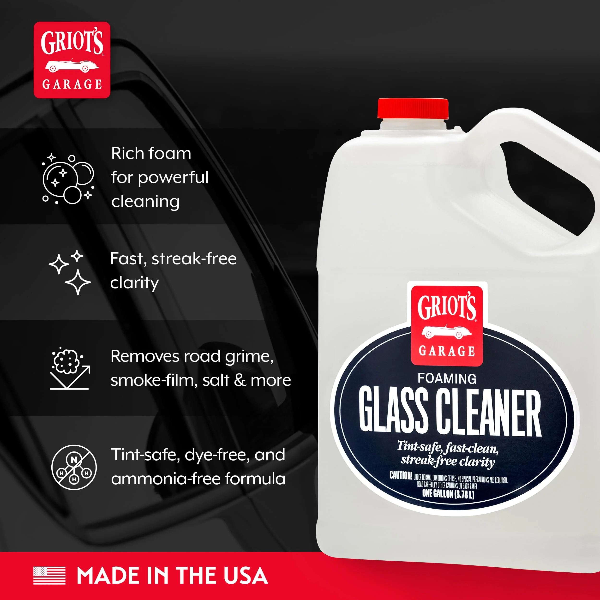 Griot's Garage Foaming Glass Cleaner for Car Window, Windshield, Mirror, Tint Safe, No Streak, Dye and Ammonia-Free Formula, 1 Gallon, 10892 - Image 5