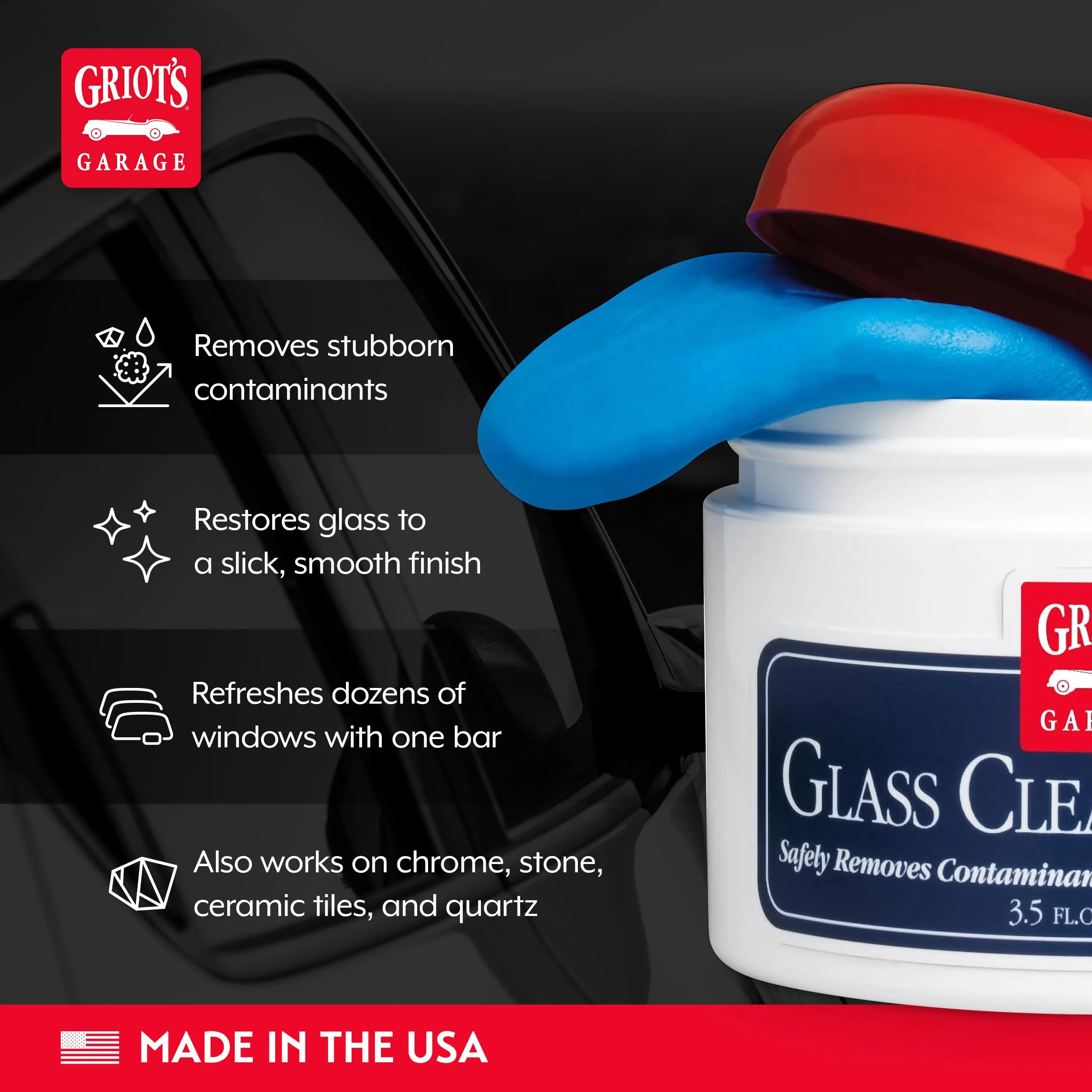 Griot's Garage Glass Cleaning Clay for Car Window, Windshield, Shower Door, Stone, Ceramic Tiles, Removes Oil, Tar, Grease, Water Spots, and More 11049, 3.5oz, Blue - Image 5