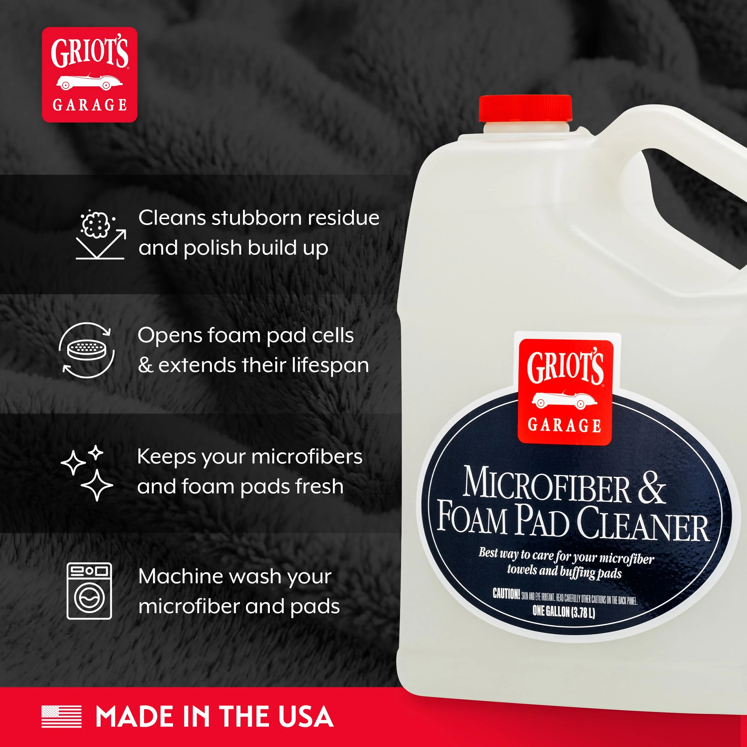 Griot's Garage Microfiber and Foam Pad Cleaner, Removes Polish, Wax, and Sealant Residue, Restores Your Car Cleaning Cloths' Effectiveness, 11067, One Gallon - Image 5