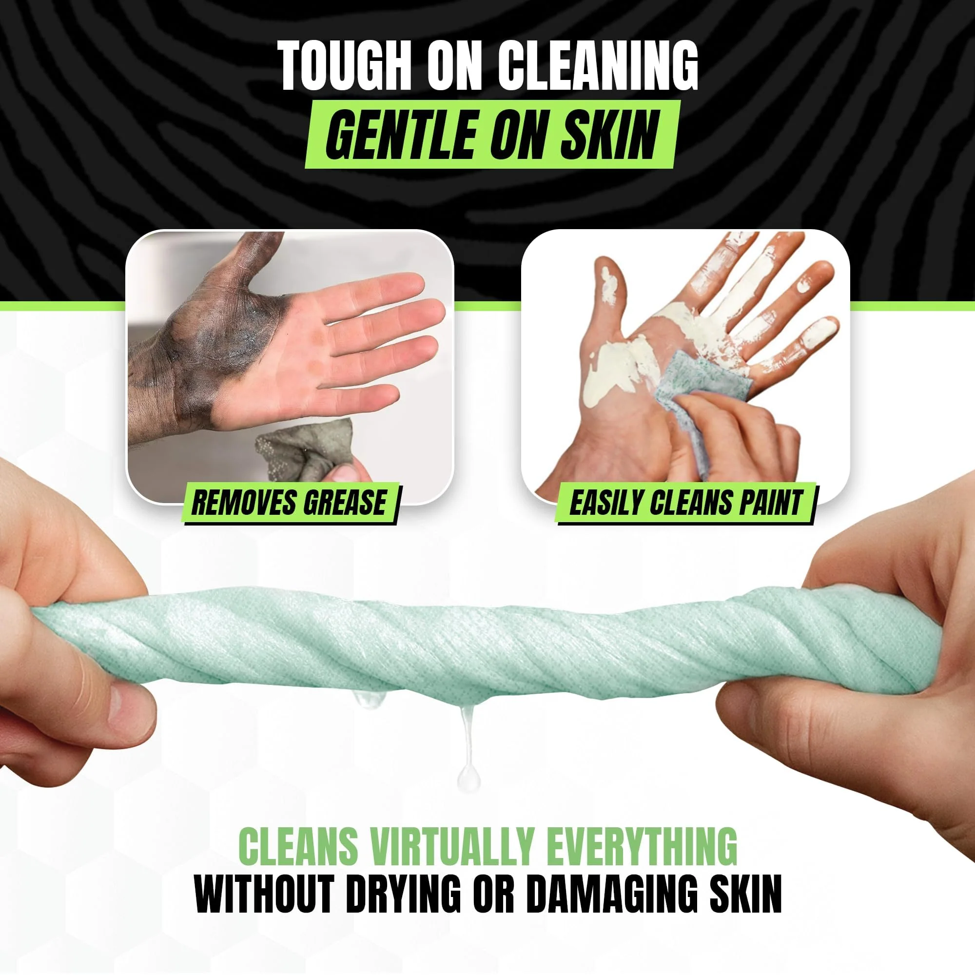Grip Clean Heavy Duty Hand & Tool Cleaning Wipes – Waterless Hand Cleaner for Mechanics, Garage & Shop Use – Dual-Sided Grease, Oil & Paint Remover Wipes with Citrus Scent - 72ct (6 Pack) - Image 8