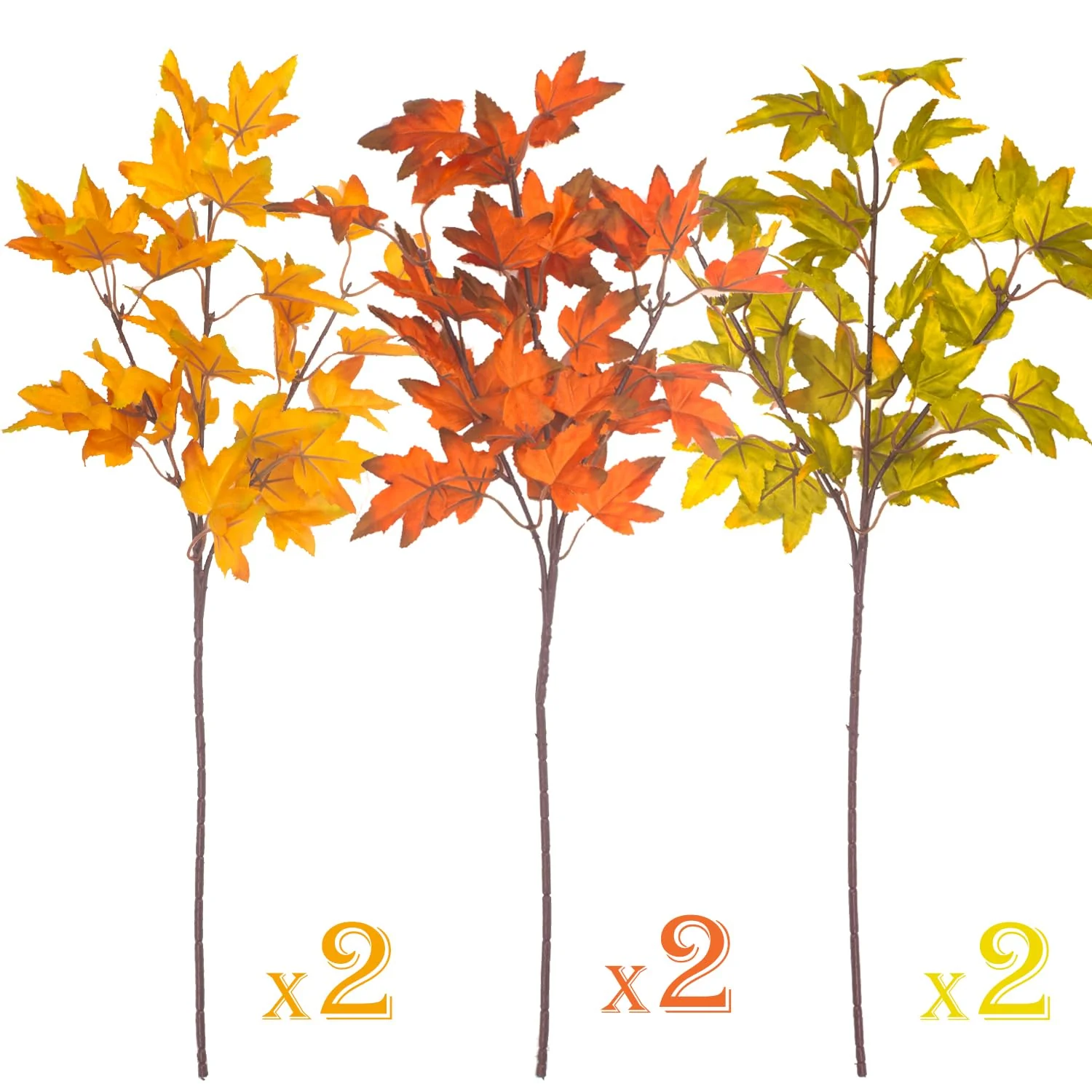 Grunyia 6Pcs Artificial Maple Leaves Branches Fake Fall Maple Shrubs for Thanksgiving Christmas Festival Garland Decoration - Image 7