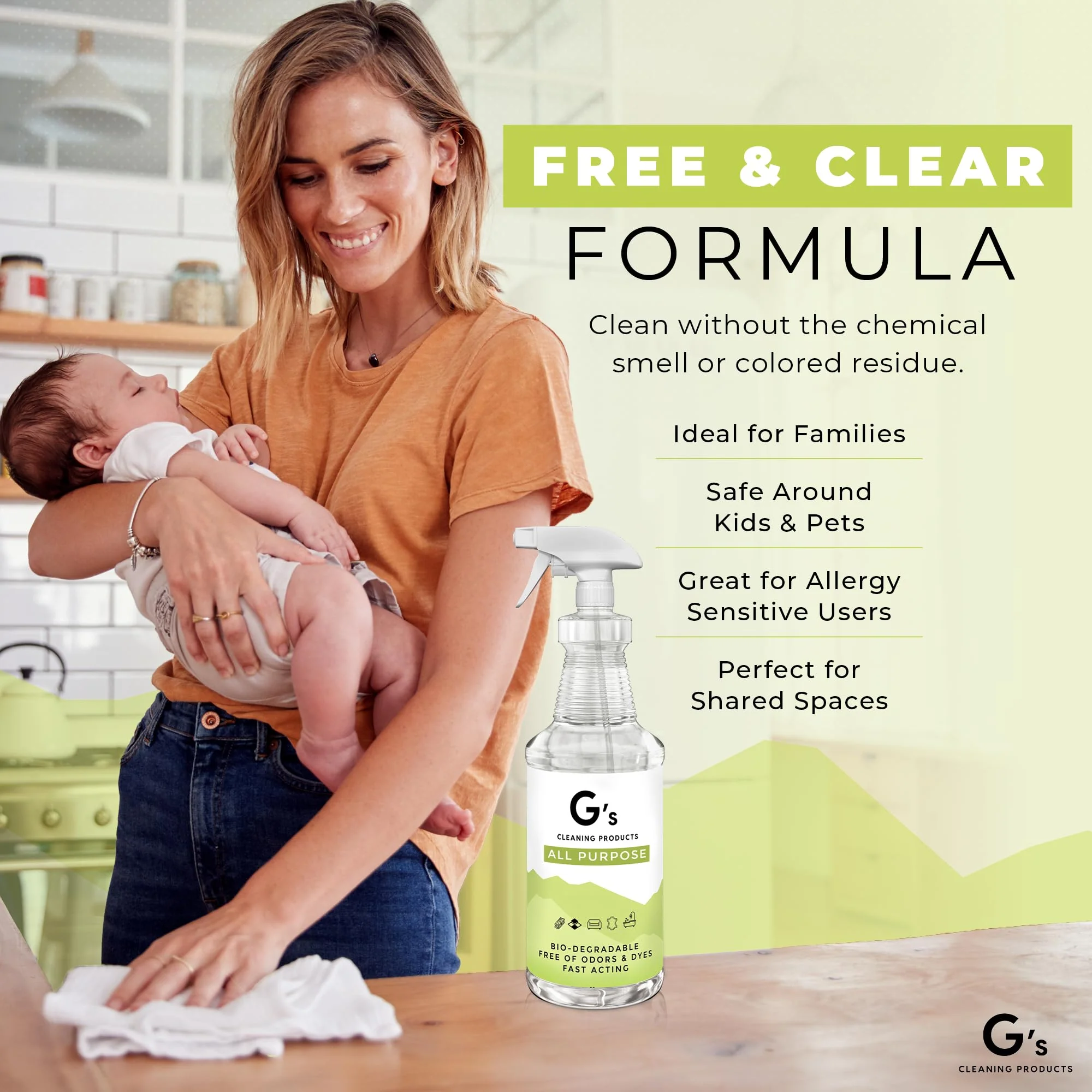 G's Cleaning Biodegradable All Purpose Cleaner – 32 oz Non-Toxic Natural Cleaning Spray – Multipurpose Cleaner Spray for Multi Surface, Kitchen, Counter Top, Furniture, Floor, Home and Household - Image 6