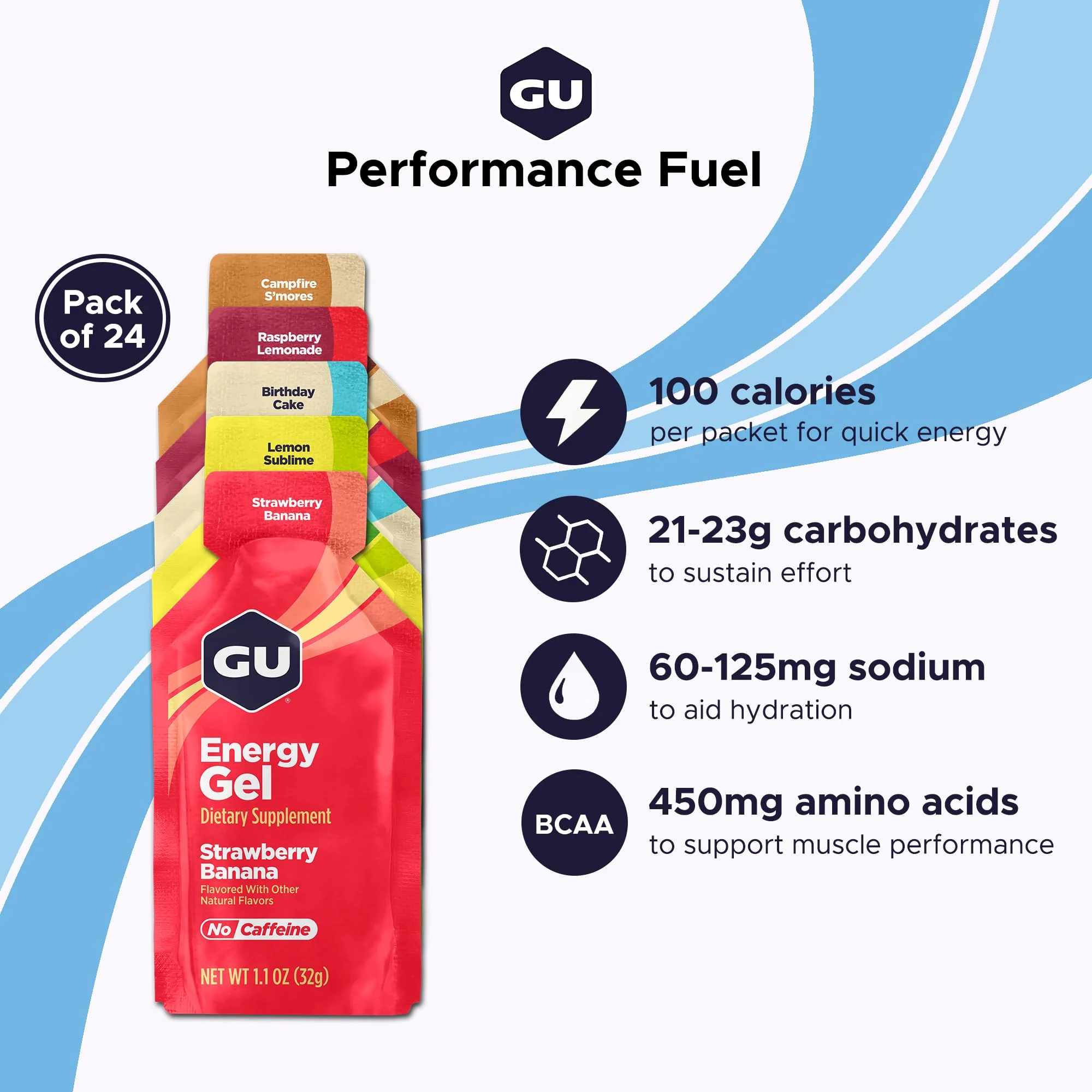 GU Energy, Original Energy Gels, Caffeine-Free Mixed - 24 Count - Image 2