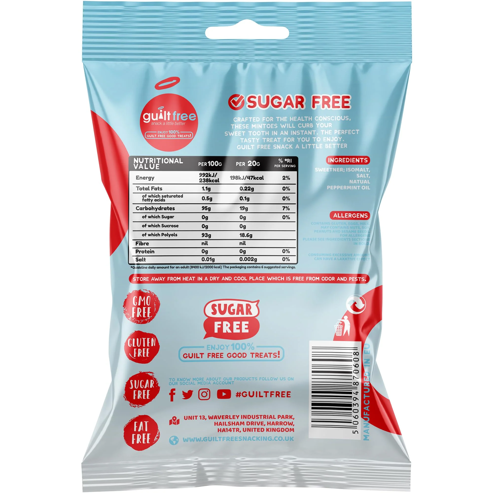 Guiltfree Sugar Free Mintoes (Wrapped) Retro Classic Sweets, Perfect Soft Chews | for Diabetic Gift Hamper Basket Party Bags Birthday Treats Valentine and Perfect for Gifting | 1 x 75g Resealable Pack - Image 8