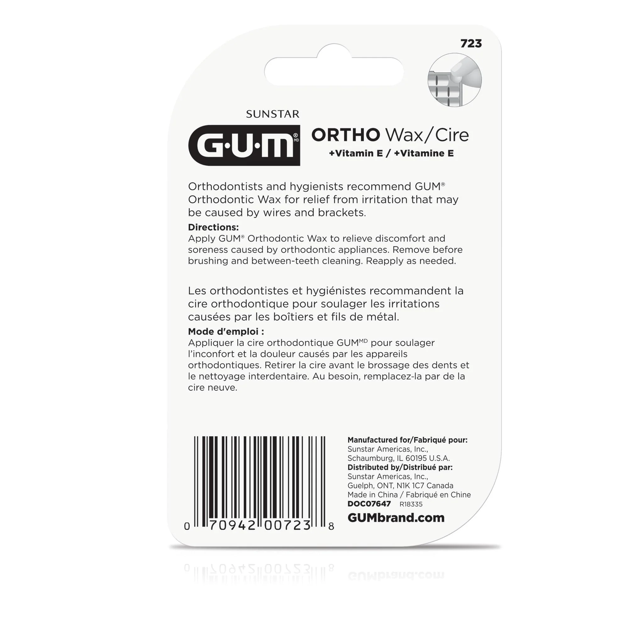 GUM Orthodontic Wax for Braces and Dental Devices - Soothing Dental Wax with Vitamin E - Clear Color - Unflavored (Pack of 1) - Image 5