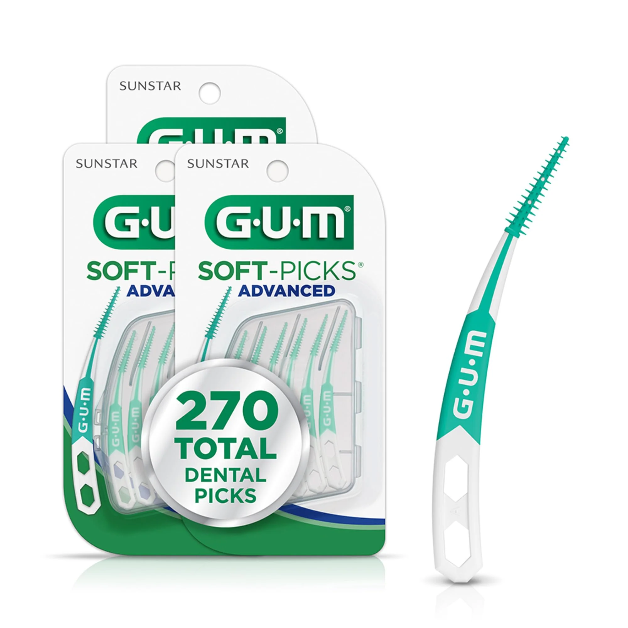 GUM Soft-Picks Advanced, Dental Picks for Teeth Cleaning and Gum Health, Disposable Interdental Brushes with Convenient Carry Case, Dentist Recommended Dental Picks, 90 Count (Pack of 3) 270 Total - Image 2