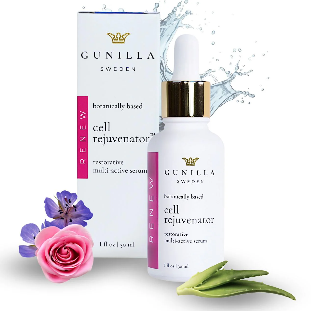 GUNILLA Cell Rejuvenator Serum | Anti-Aging Anti Wrinkle Hydrating Facial Serum for Fine Lines, Dark Spots with Organic Aloe Vera, Collagen, Elastin, Keratin, Vitamin C, Ginseng | 1 oz - Image 2