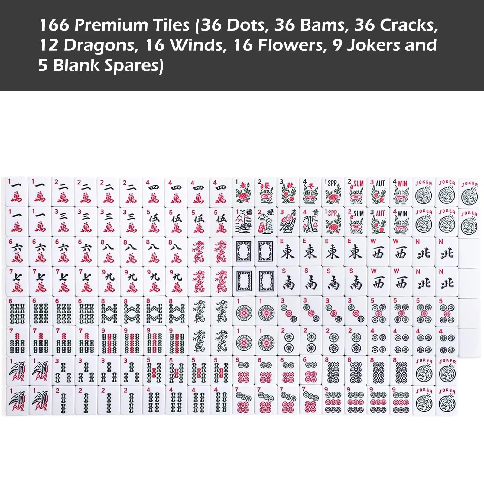 GUSTARIA American Mahjong Game Set, 166 Premium White Tiles, 4 All-in-One Color Rack/Pushers, Complete Mahjong Set Blue Carrying Bag