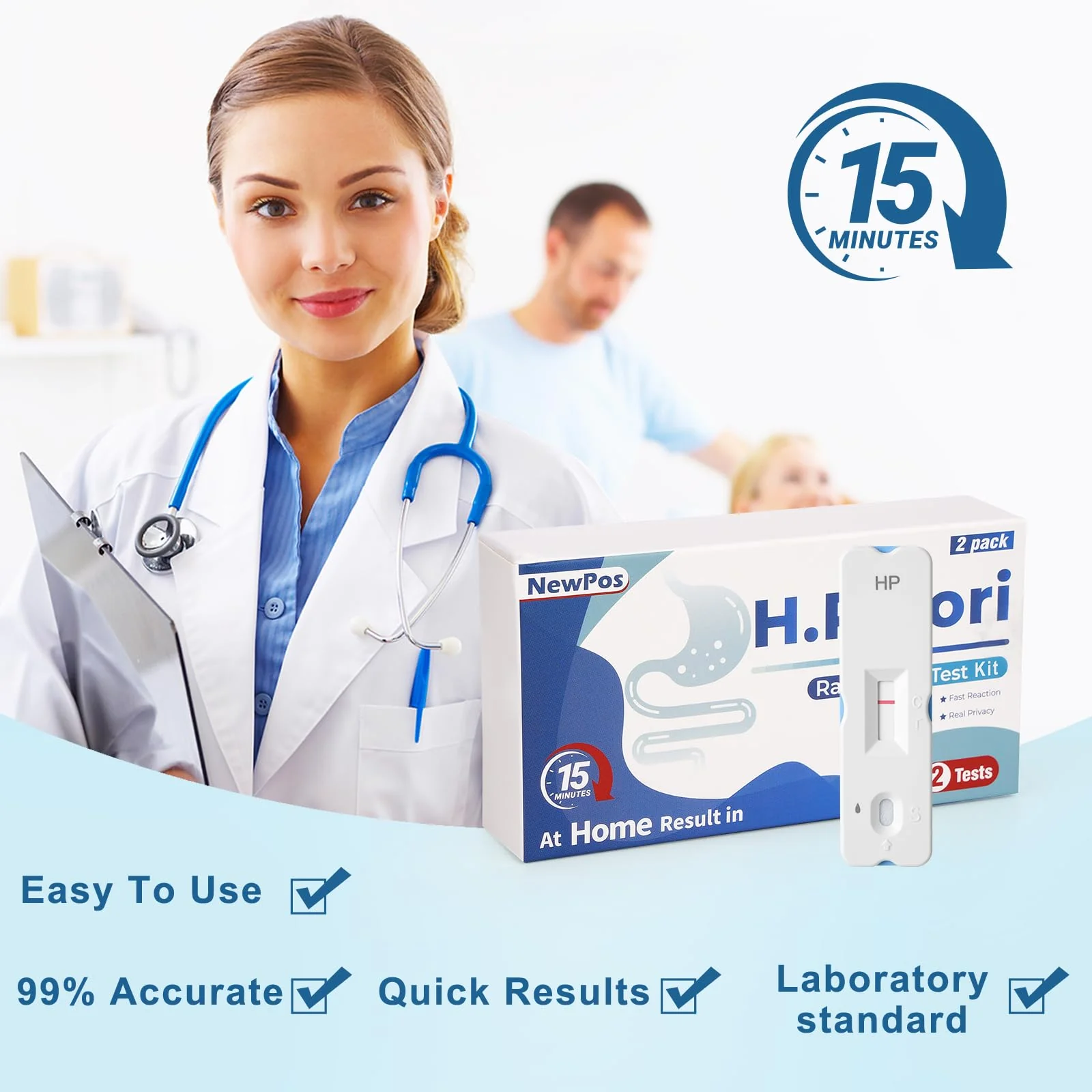 H Pylori Test Kit – 2 PCS at-Home Helicobacter Pylori Self-Test with 99.9% Accuracy – Fast Results in 10-15 Minutes, Easy to Use, No Lab Visit Required - Image 4