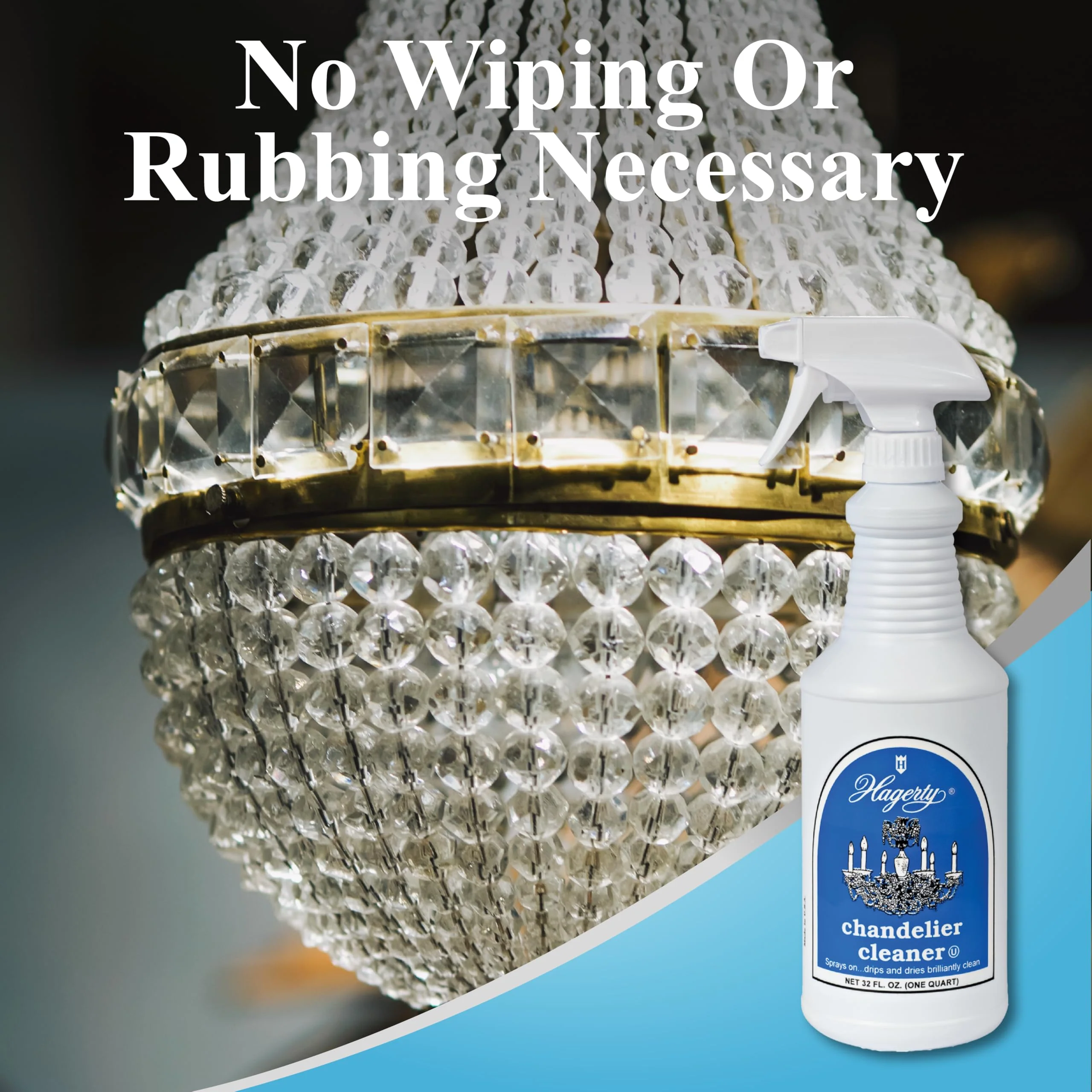 Hagerty Chandelier Cleaner - Spray On Chandelier Cleaner Drip Dry Spray No Wipe - Crystal Cleaner for Chandeliers, Glass Cleaner Spray, for Crystal, Glass, Bronze, Metal - Sprays up to 25 Feet - 32 Oz - Image 2