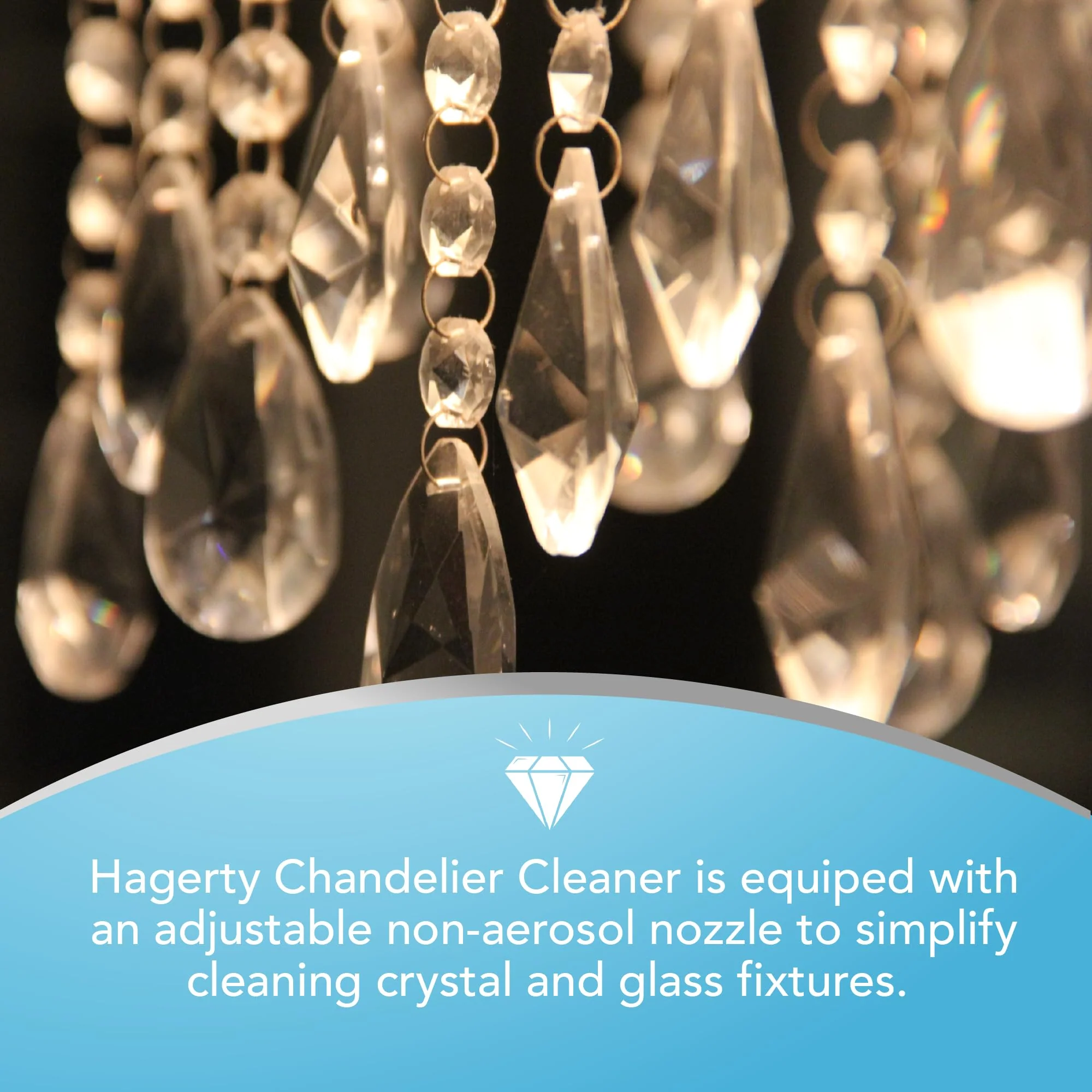 Hagerty Chandelier Cleaner - Spray On Chandelier Cleaner Drip Dry Spray No Wipe - Crystal Cleaner for Chandeliers, Glass Cleaner Spray, for Crystal, Glass, Bronze, Metal - Sprays up to 25 Feet - 32 Oz - Image 3
