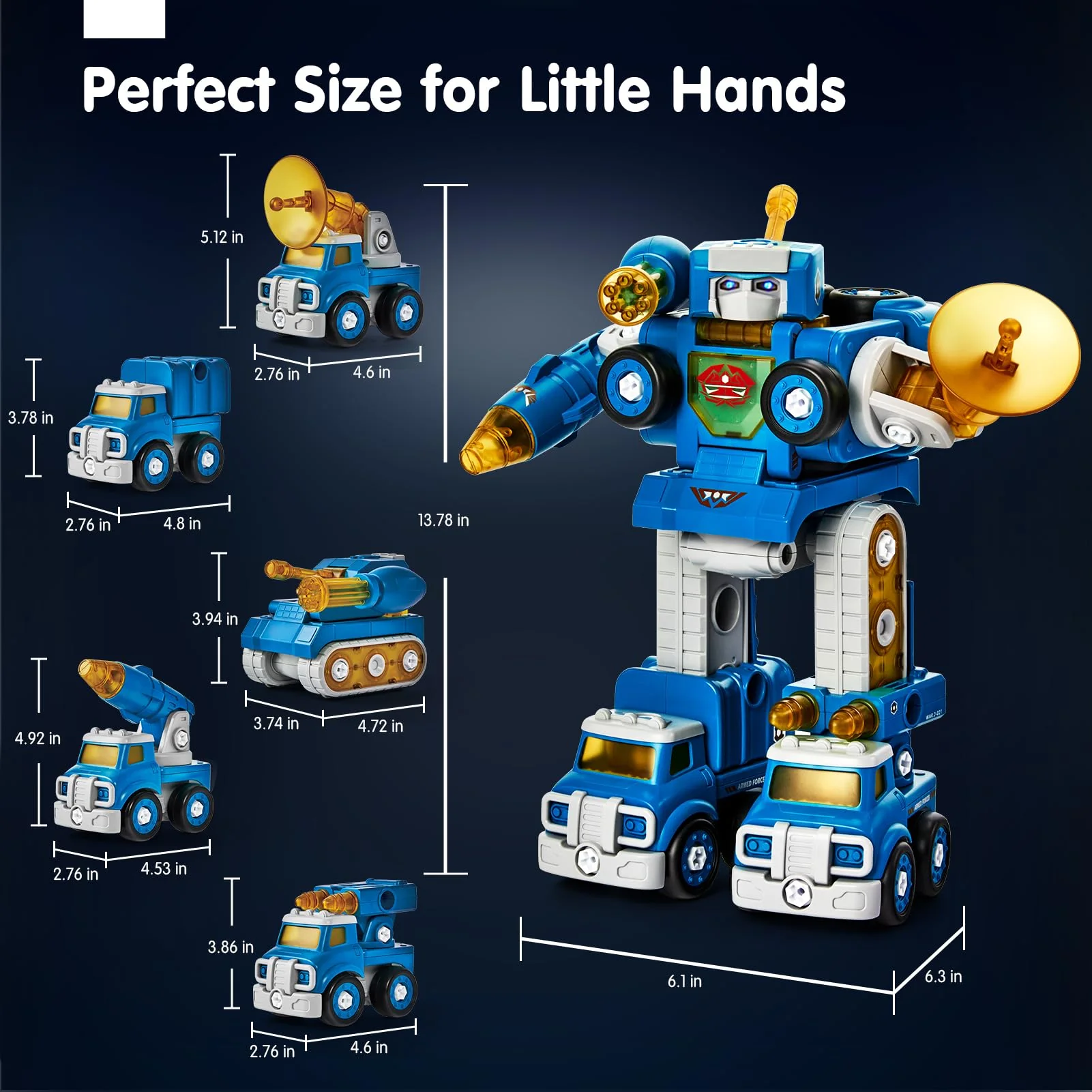 hahaland 5 Year Old Boy Birthday Gift - STEM Toys for Ages 5-7, Toy for 5 6 Year Old Boy, 5 in 1 Building Take Apart Trucks Transform to Robot, Boys Toys Stocking Stuffers Christmas Grandkids Gifts - Image 2