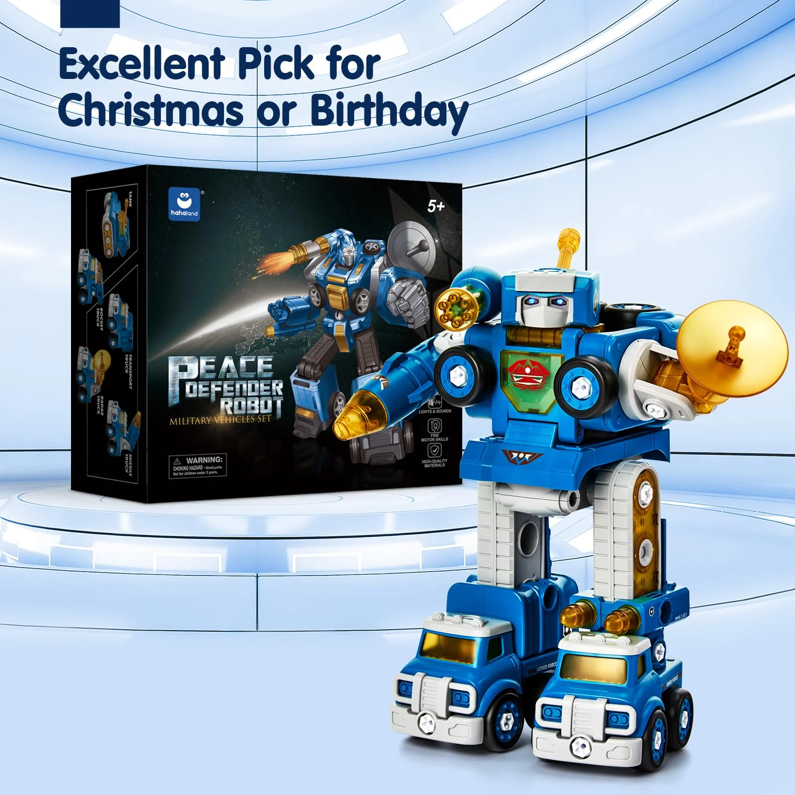 hahaland 5 Year Old Boy Birthday Gift - STEM Toys for Ages 5-7, Toy for 5 6 Year Old Boy, 5 in 1 Building Take Apart Trucks Transform to Robot, Boys Toys Stocking Stuffers Christmas Grandkids Gifts - Image 3