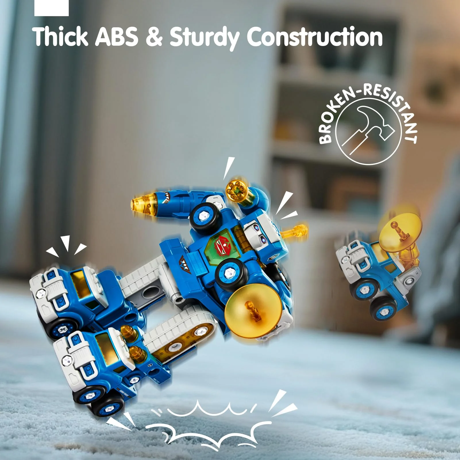 hahaland 5 Year Old Boy Birthday Gift - STEM Toys for Ages 5-7, Toy for 5 6 Year Old Boy, 5 in 1 Building Take Apart Trucks Transform to Robot, Boys Toys Stocking Stuffers Christmas Grandkids Gifts - Image 4