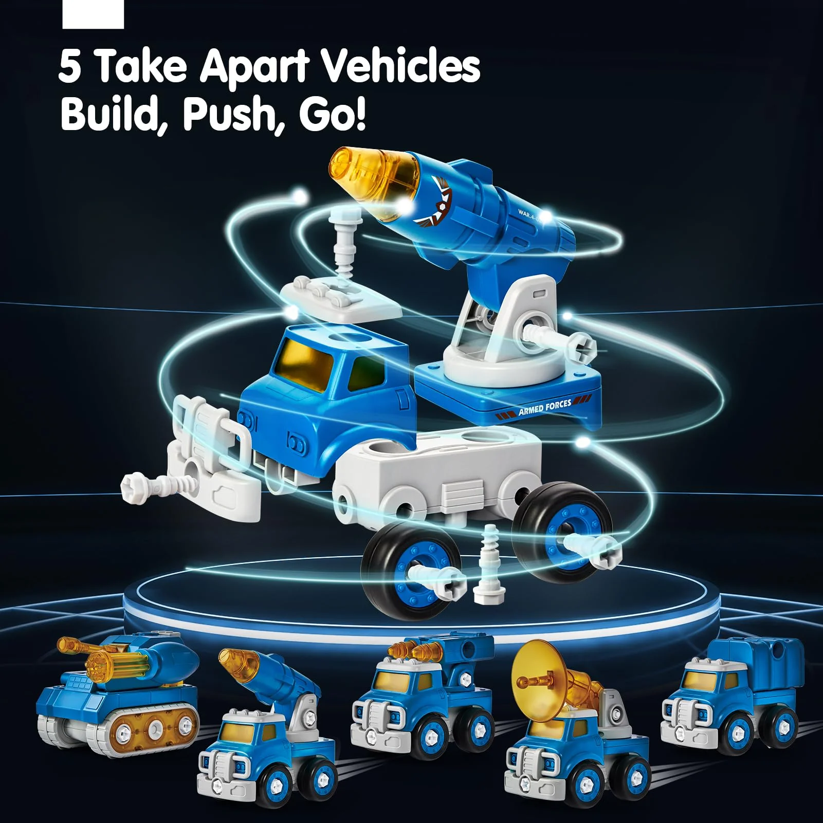 hahaland 5 Year Old Boy Birthday Gift - STEM Toys for Ages 5-7, Toy for 5 6 Year Old Boy, 5 in 1 Building Take Apart Trucks Transform to Robot, Boys Toys Stocking Stuffers Christmas Grandkids Gifts - Image 5