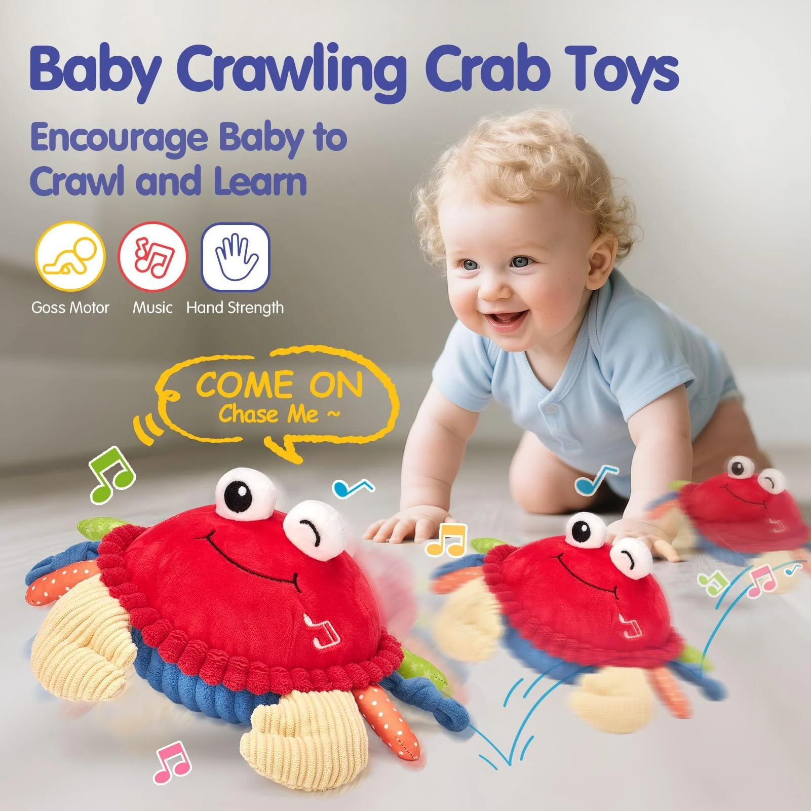hahaland Baby Toys 6+ 12-18 Months - Crawling Musical Dancing Walking Moving Bouncing Learning Crab Tummy Time Toy Sensory Toddler Toys for 1-3 Year Old Christmas Birthday Gifts Stocking Stuffers - Image 9