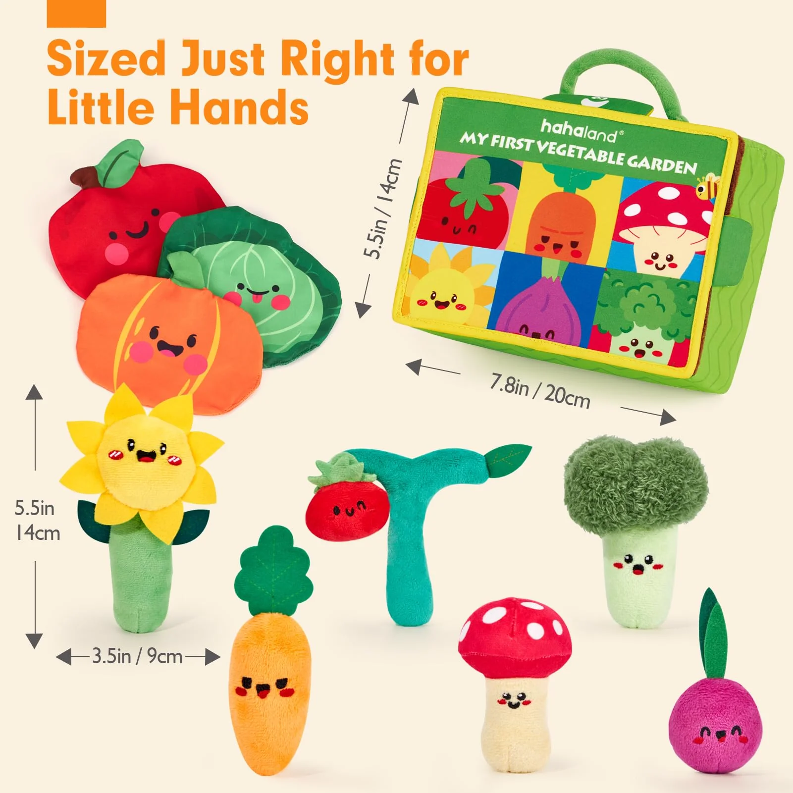hahaland Baby Toys 6-12 Months - Fruits Vegetables Garden Plant Plush - 6 Month Old Toys Montessori Sensory Toy Carrot Flower with Rattles Mirror Squeaker Textures Crinkle Tissues Christmas Baby Gifts - Image 3