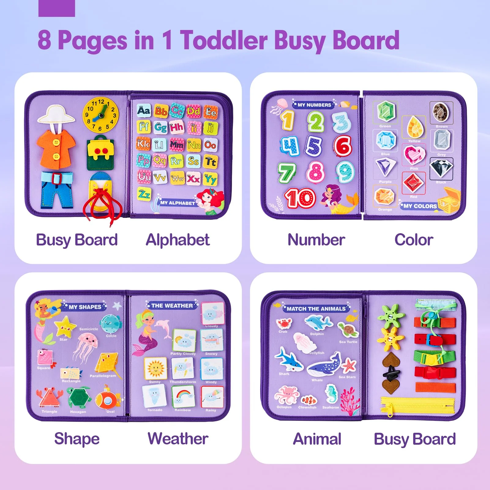 hahaland Busy Board Montessori Toys - 3 Year Old Girl Gifts Bithday Gift Ideas - 8 in 1 Preschool Learning Activities - Christmas Toddler Stocking Stuffers Gifts - Image 9