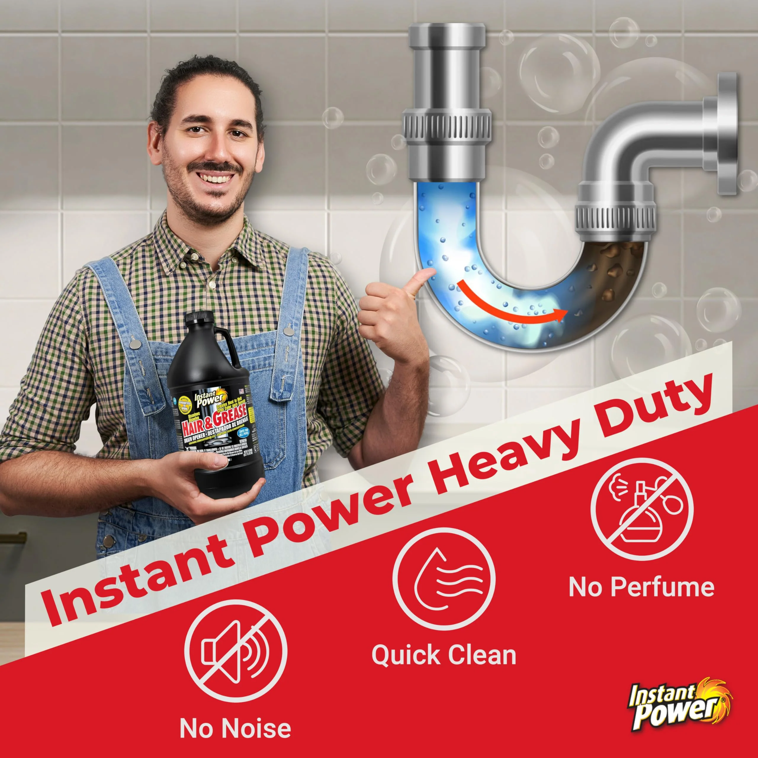 Hair & Grease Cleaner for Drains – Fast-Acting Liquid Clog Remover for Kitchen and Bathroom Plumbing, Safe for Pipes and Septic Systems, Includes Microfiber Cleaning Towel - Image 4