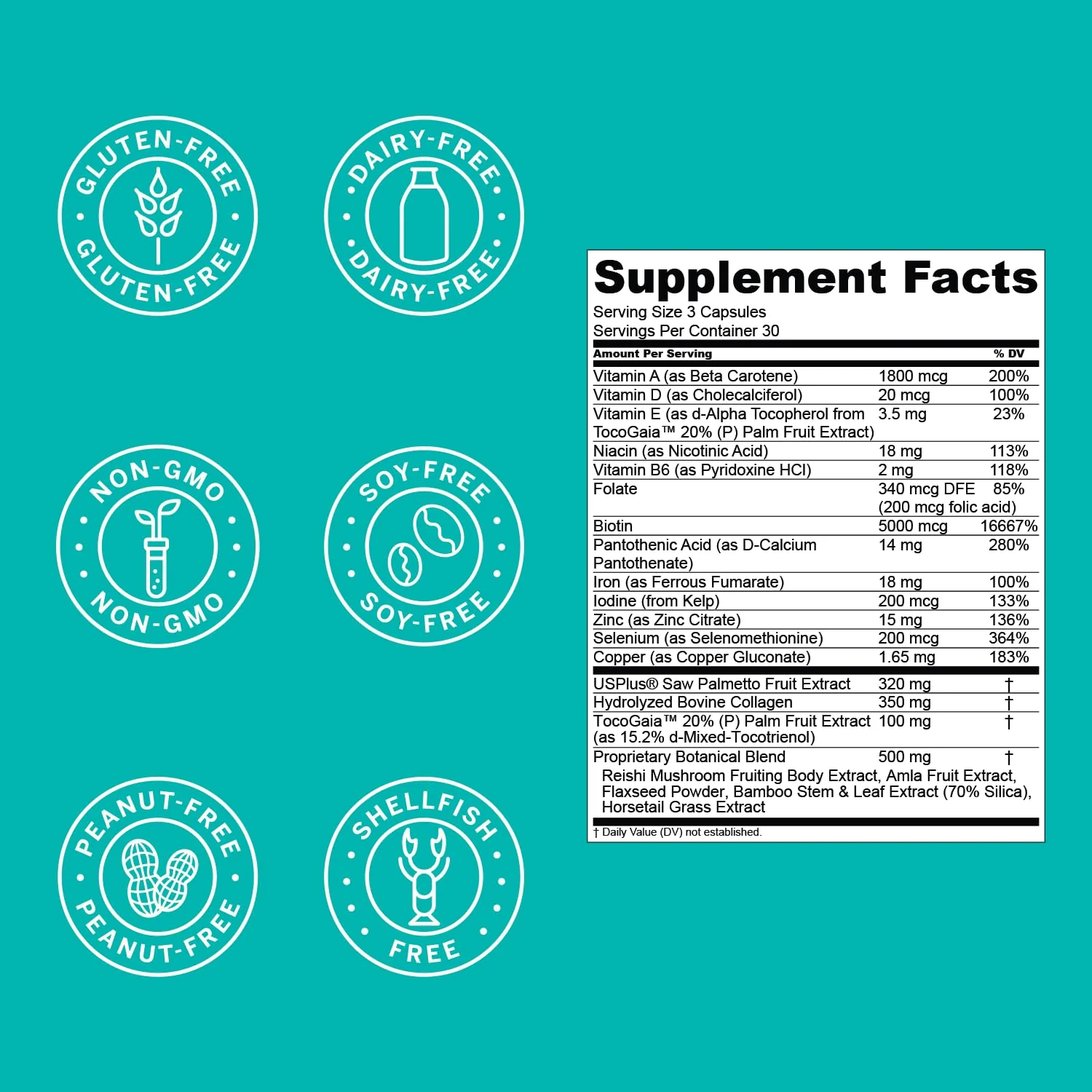 Hair La Vie Live Conscious Clinical Formula Hair Vitamins Capsule with Biotin and Saw Palmetto - Healthy Hair and Whole-Body Wellness (2-Pack) - Image 5