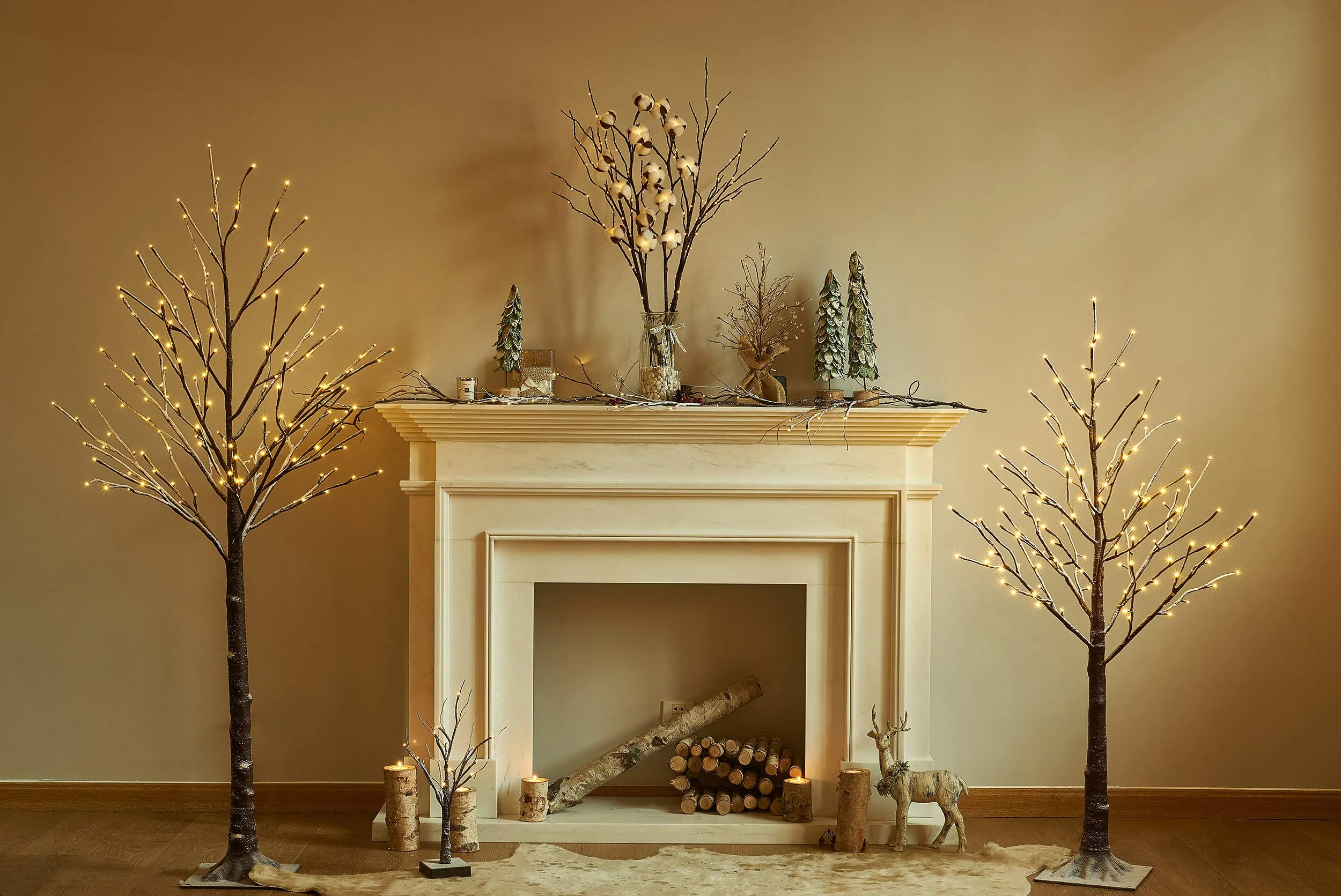 Hairui Lighted Brown Branches Battery Operated with Timer 30IN 100 LED Fairy Lights, Willow Branch Lights for Home Bedroom Fireplace Christmas Holiday Decoration Indoor Outdoor Use (Vase Excluded) - Image 6