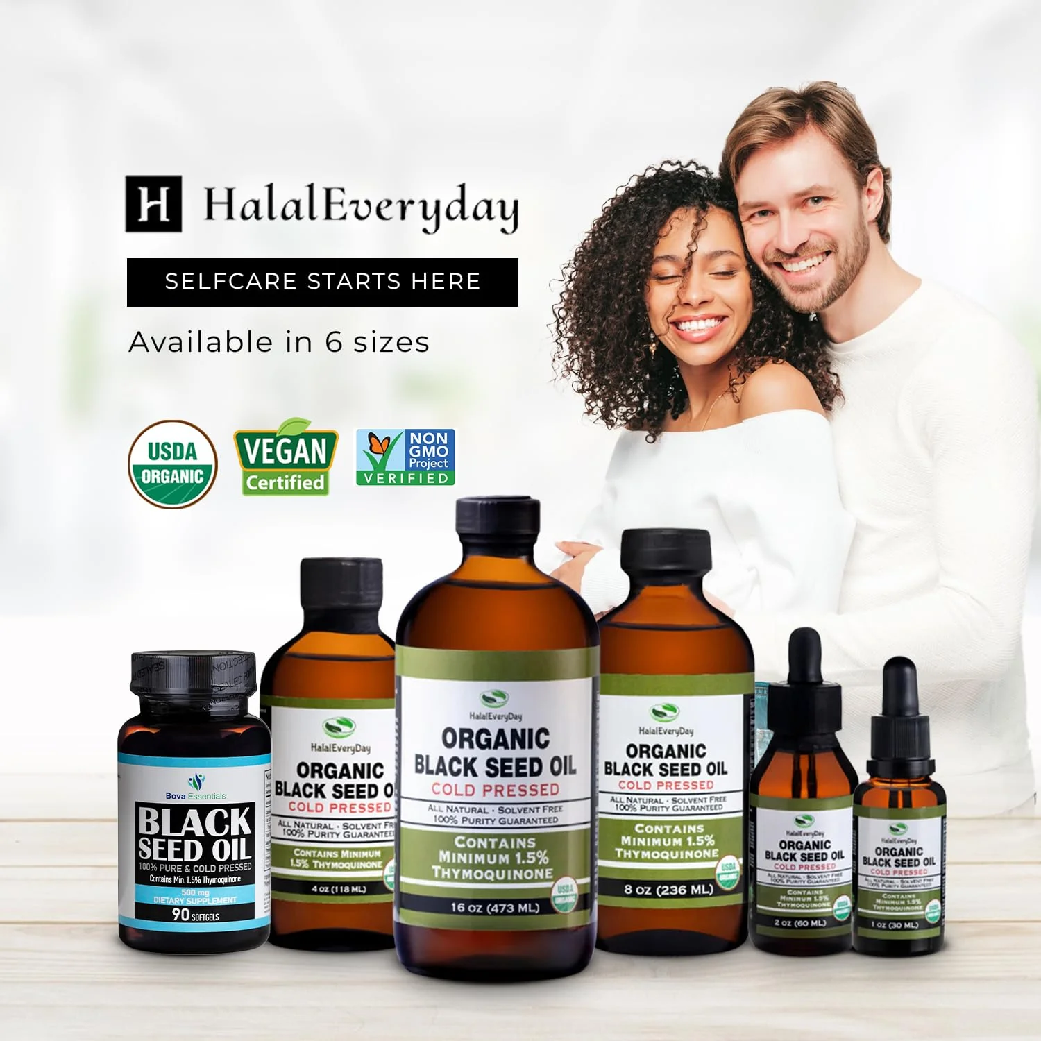 HalalEveryDay Organic Black Seed Oil - USDA Certified, Cold Pressed Glass Bottle 16oz - Over 1.5% Thymoquinone Turkish Black Cumin Nigella Sativa Non-GMO 100% Pure Blackseed Oil - Image 2