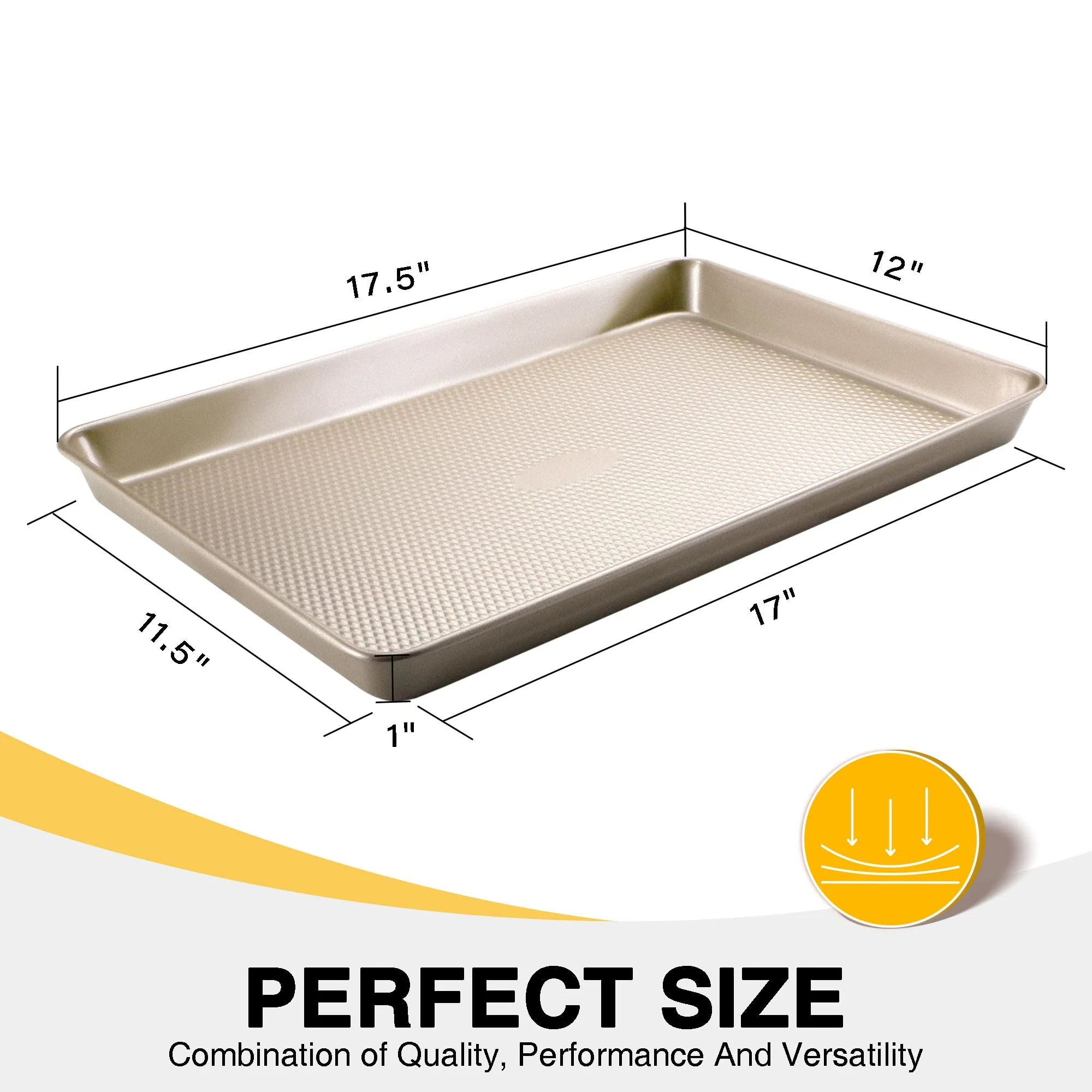 Half Cookie Sheet Pan for Baking - HONGBAKE Nonstick Baking Sheet with Diamond Texture Surface, 57% Thicker Carbon Steel Commercial Cookie Trays for Oven - Image 7