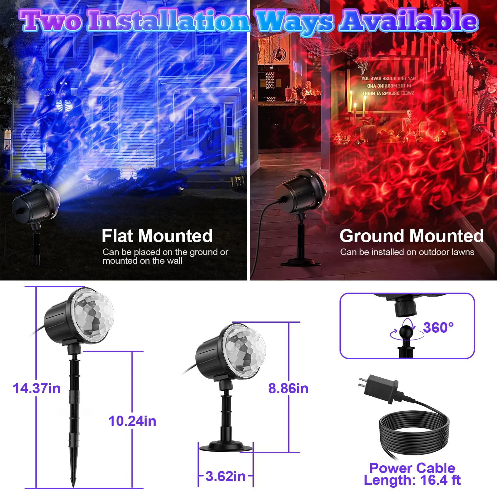 Halloween Christmas Projector Lights Outdoor, RGBW Ocean Wave LED Light Projector with Remote & Timer, IP65 Weatherproof for Yard, House Parties, Bedroom Ceiling Decor (Holiday Gift Idea) - Image 5