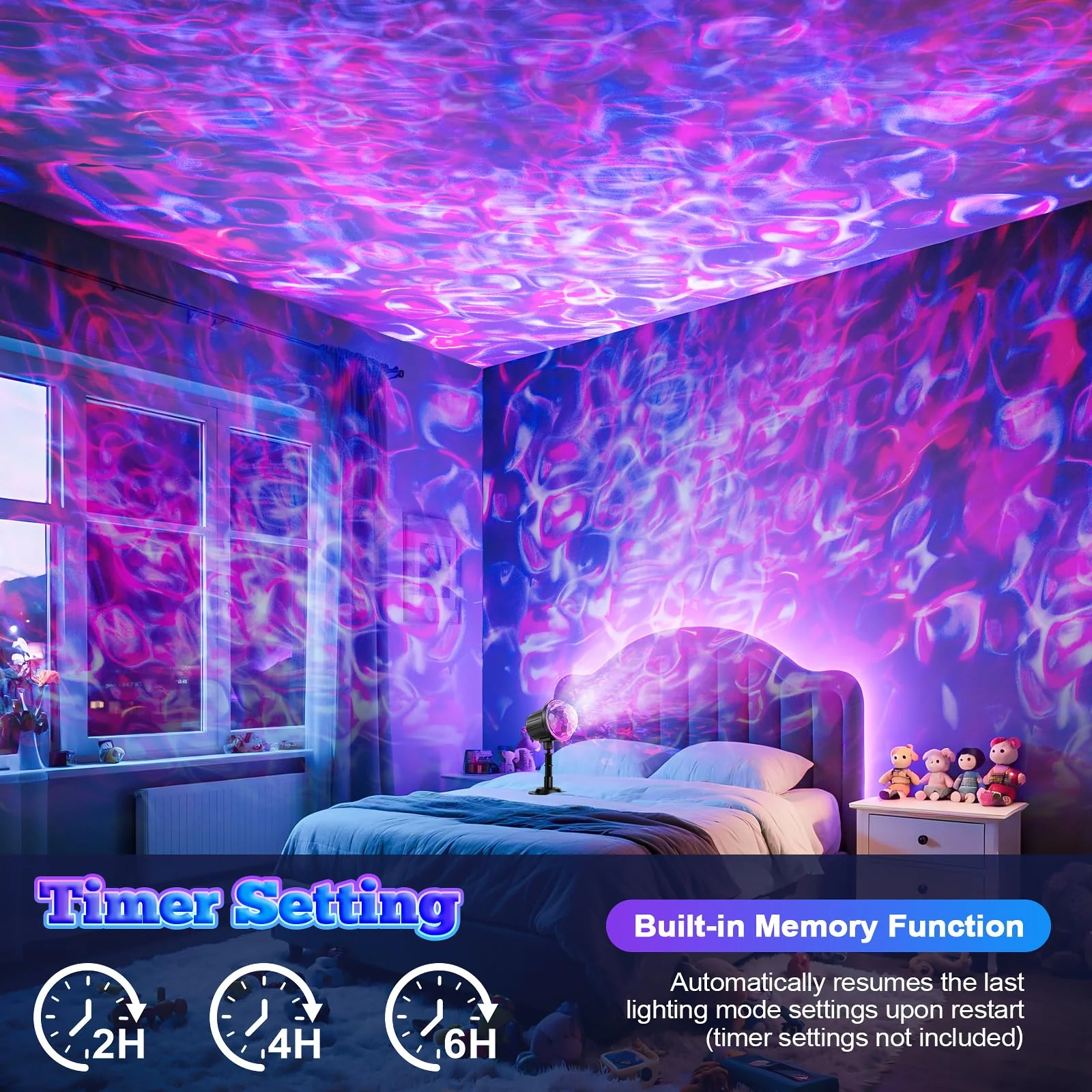 Halloween Christmas Projector Lights Outdoor, RGBW Ocean Wave LED Light Projector with Remote & Timer, IP65 Weatherproof for Yard, House Parties, Bedroom Ceiling Decor (Holiday Gift Idea) - Image 6
