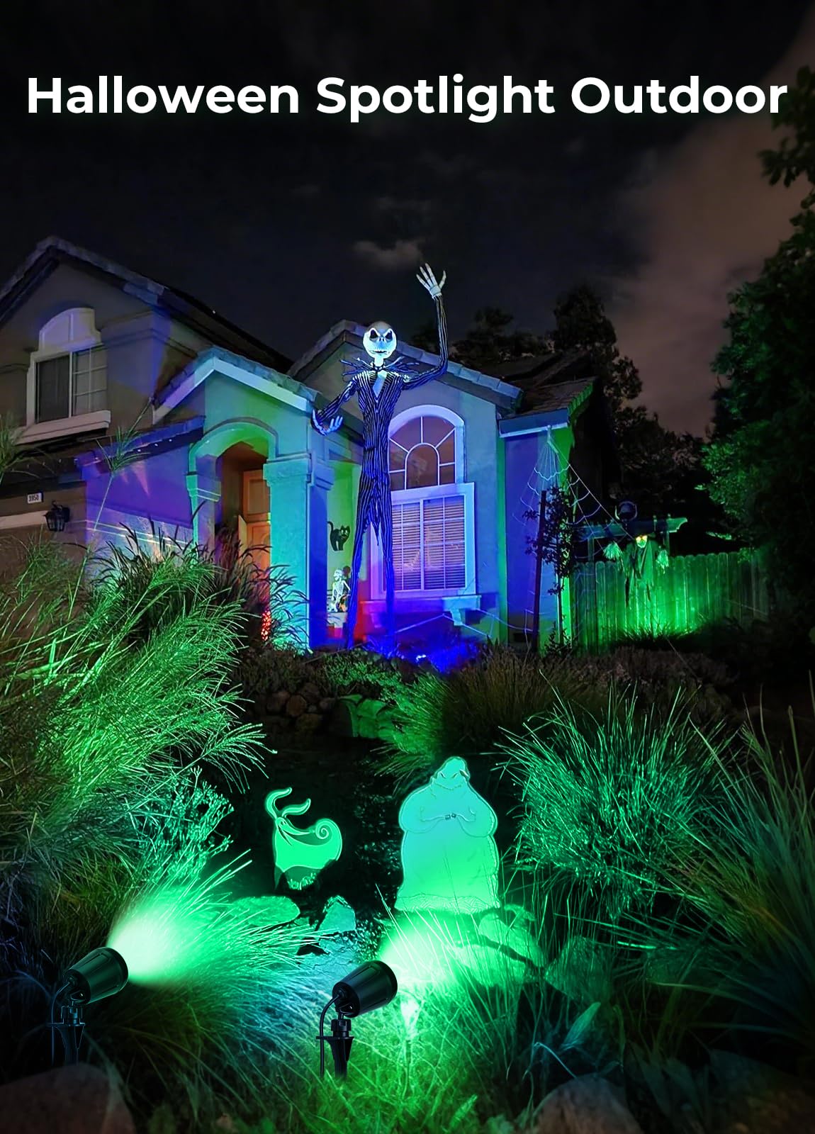 Halloween Spotlights Outdoor, 120V Plug-in Christmas Spot Light, 5000K LED Landscape Lighting with 5 Color Lenses (Red Green Blue Purple Yellow), IP67 Waterproof, 2 Pack - Image 3
