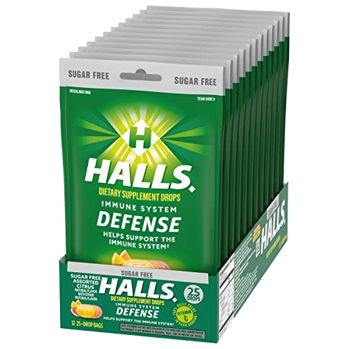 HALLS Defense Assorted Citrus Sugar Free Vitamin C Drops, Dietary Supplement Drops, 12 Bags of 25 Drops (300 Total Drops) - Image 8