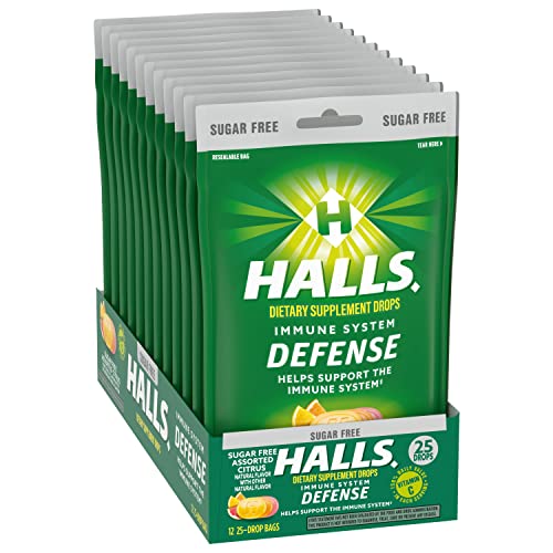 HALLS Defense Assorted Citrus Sugar Free Vitamin C Drops, Dietary Supplement Drops, 12 Bags of 25 Drops (300 Total Drops) - Image 9