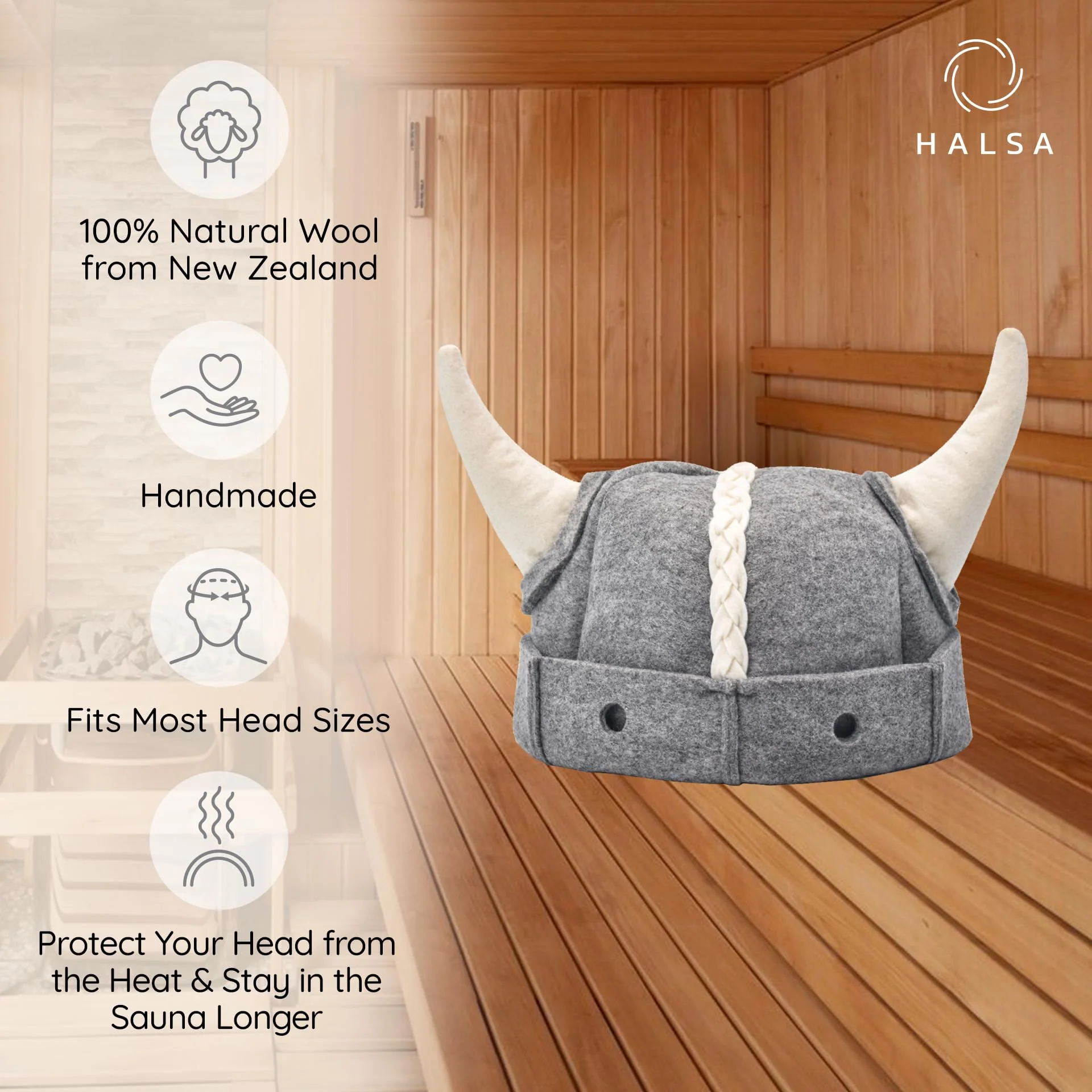 Halsa Sauna Hat,Handmade Natural Wool Sauna Cap for Men & Women, Eco-Friendly, Breathable, One Size Fits All for Spa, Steam Room, Banya, Bathhouse. Viking Style. - Image 8