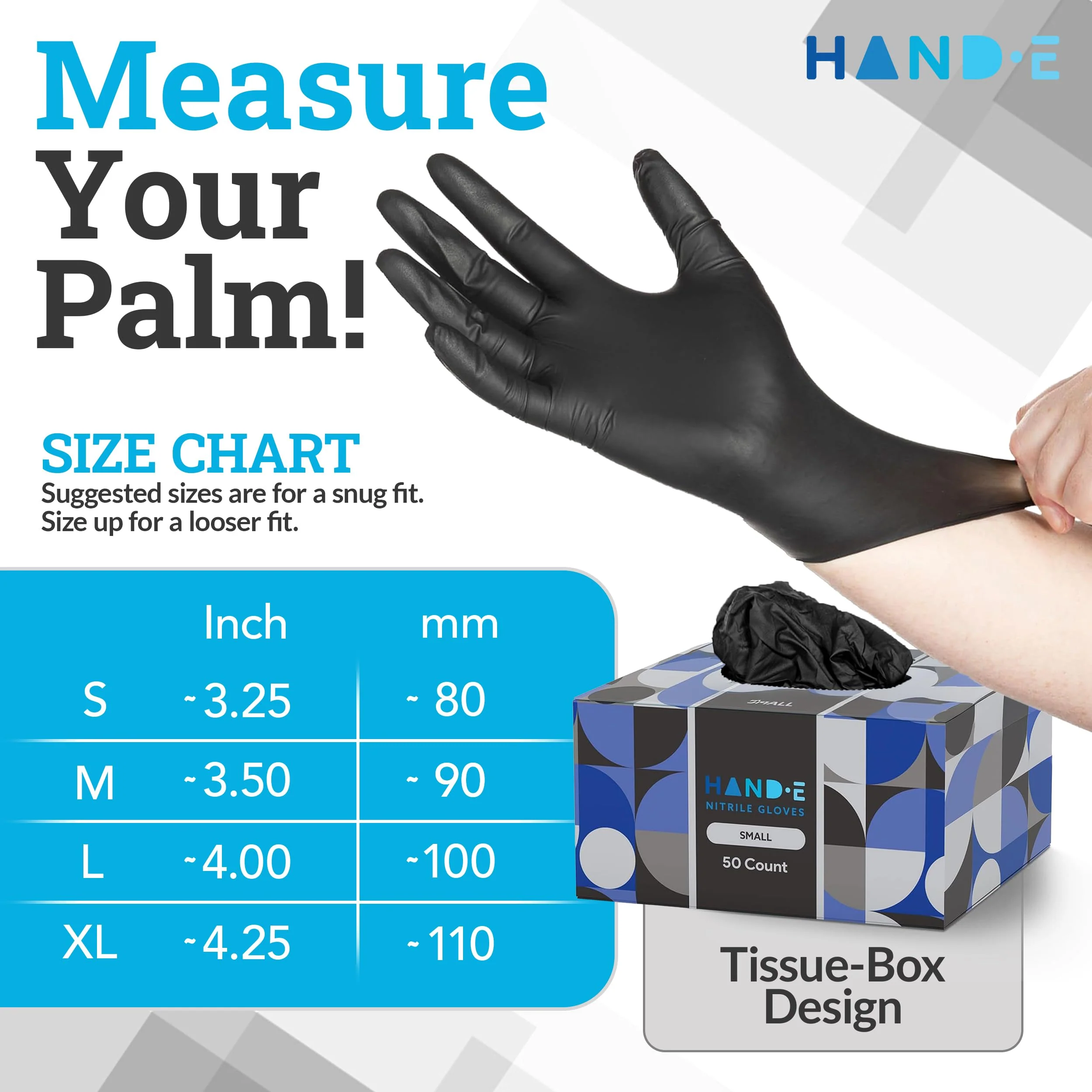 Hand-E Touch Black Nitrile Disposable Latex Free & Powder Free Gloves Small, 200 Count - BBQ, Tattoo, Hair Dye, Cooking & Mechanic Gloves - Image 3