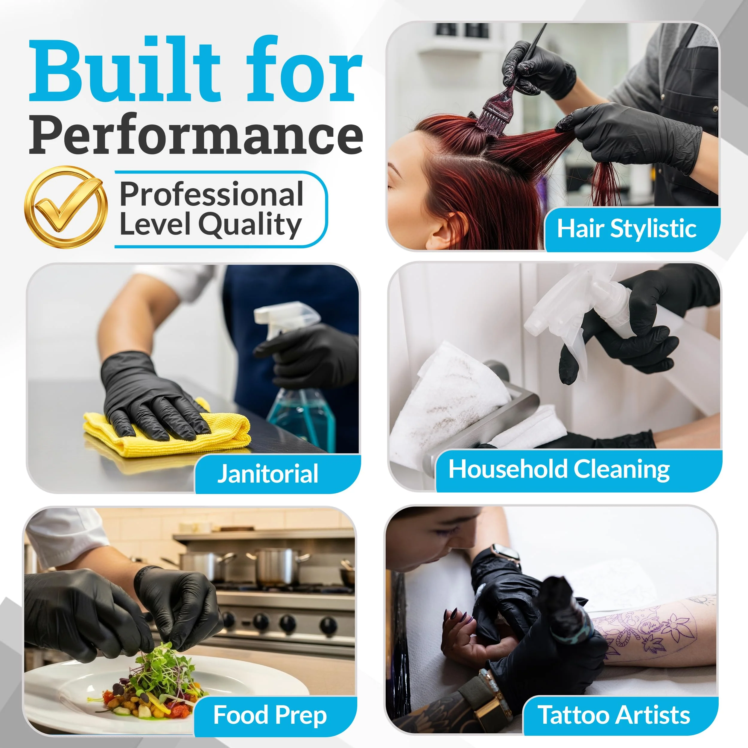Hand-E Touch Black Nitrile Disposable Latex Free & Powder Free Gloves Small, 200 Count - BBQ, Tattoo, Hair Dye, Cooking & Mechanic Gloves - Image 4