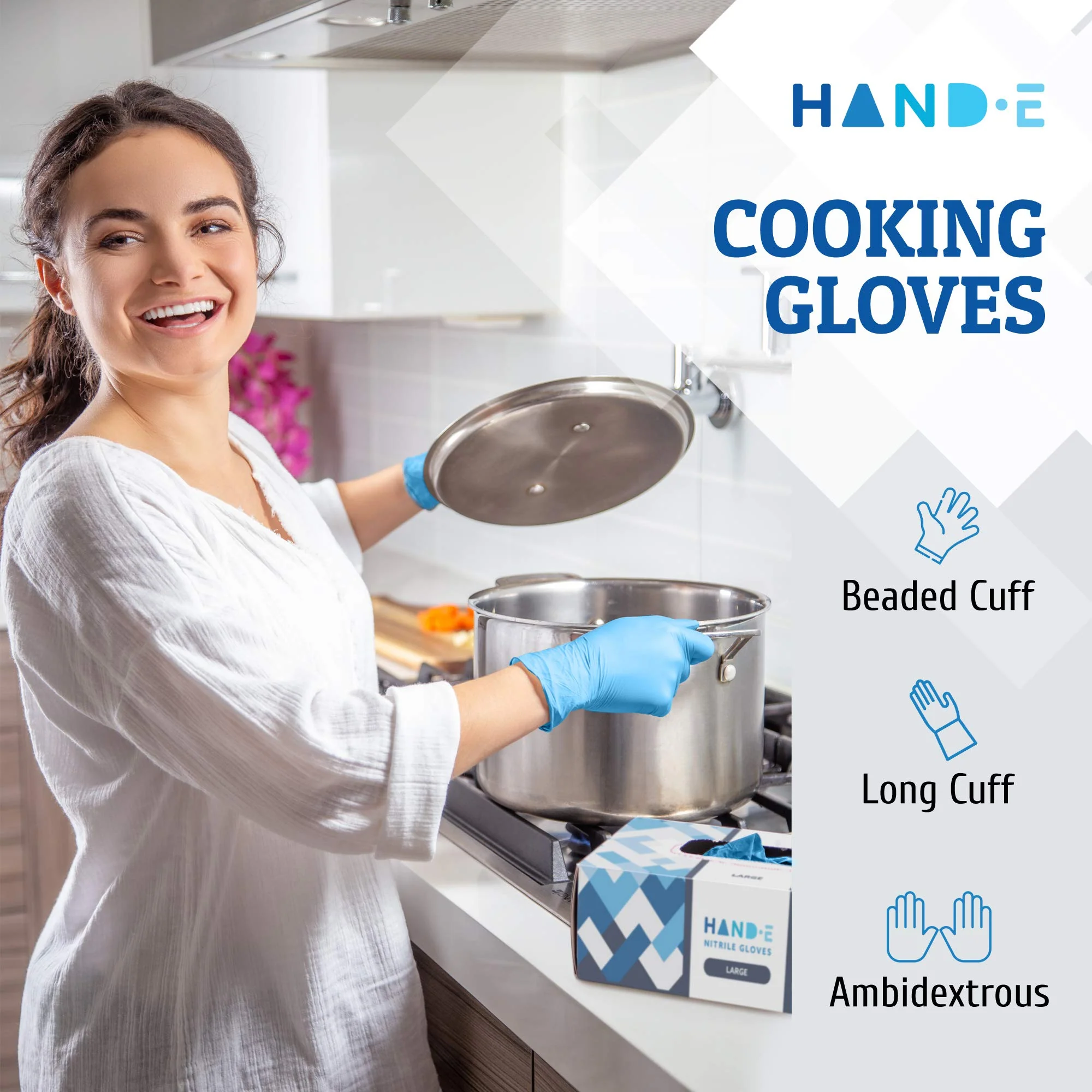 Hand-E Touch Blue Nitrile Disposable Gloves X Large 200 Count - Latex Free Medical Exam Gloves, Powder Free, Food Safe, Cooking - Image 8