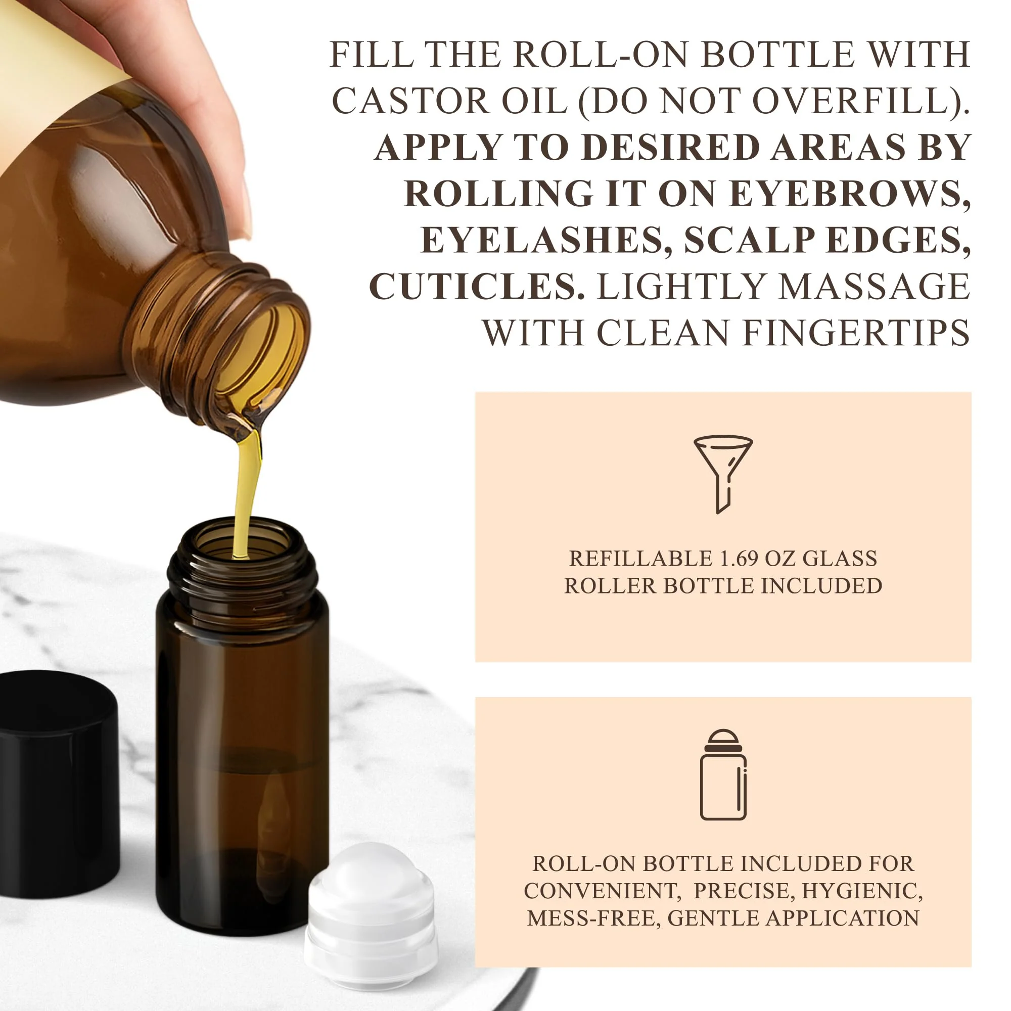 Handcraft Blends Cold-Pressed Organic Castor Oil 16 Fl Oz | Glass Bottle | Roll on Bottle | Reusable Wraps | Durable Comfortable Pack Wraps | Adjustable Elastic Straps | Neck and Stomach - Image 4