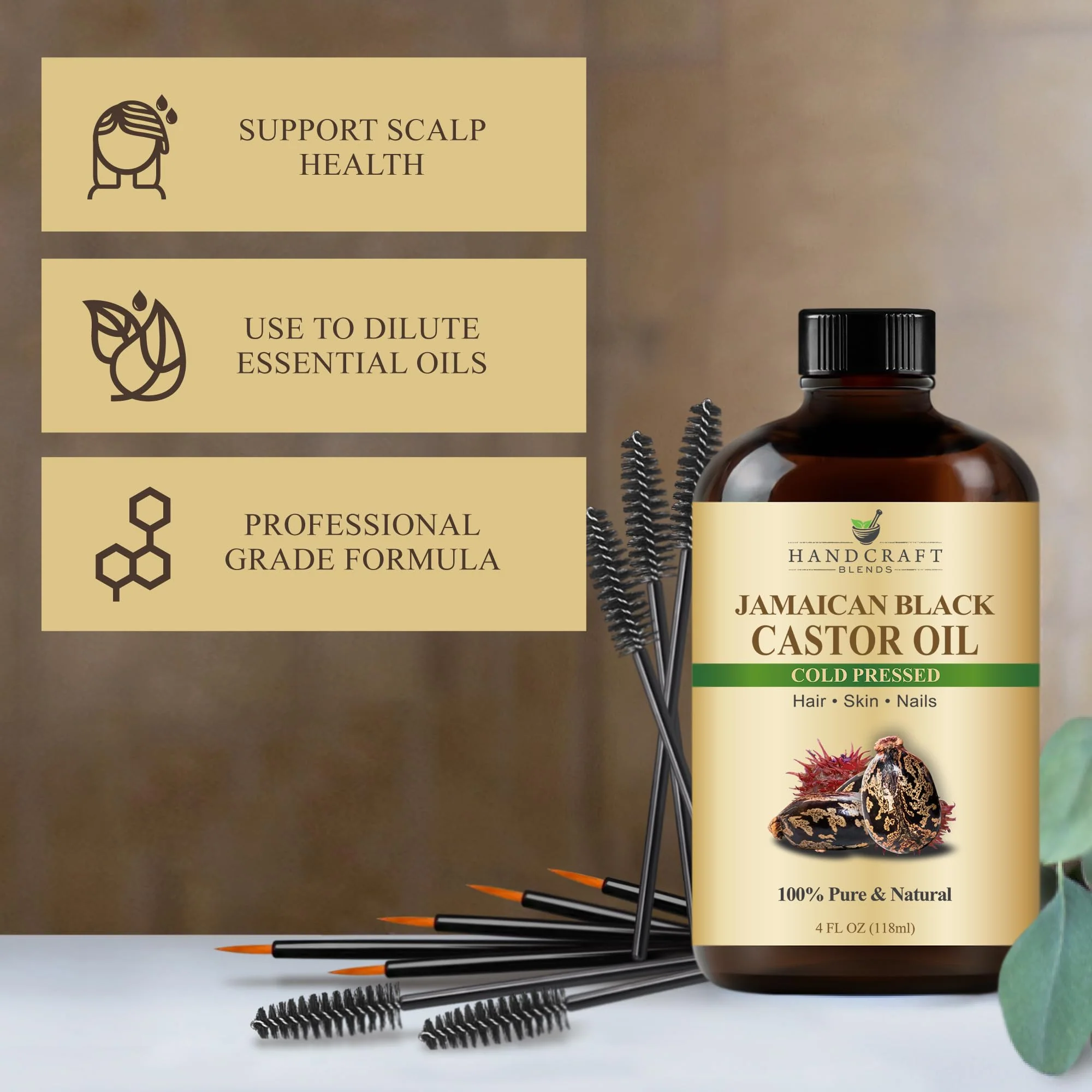 Handcraft Blends Jamaican Black Castor Oil - 12 Fl Oz - 100% Pure and Natural - Premium Grade Oil for Hair Growth, Eyelashes and Eyebrows - Carrier Oil - Hair and Body Oil - Image 3