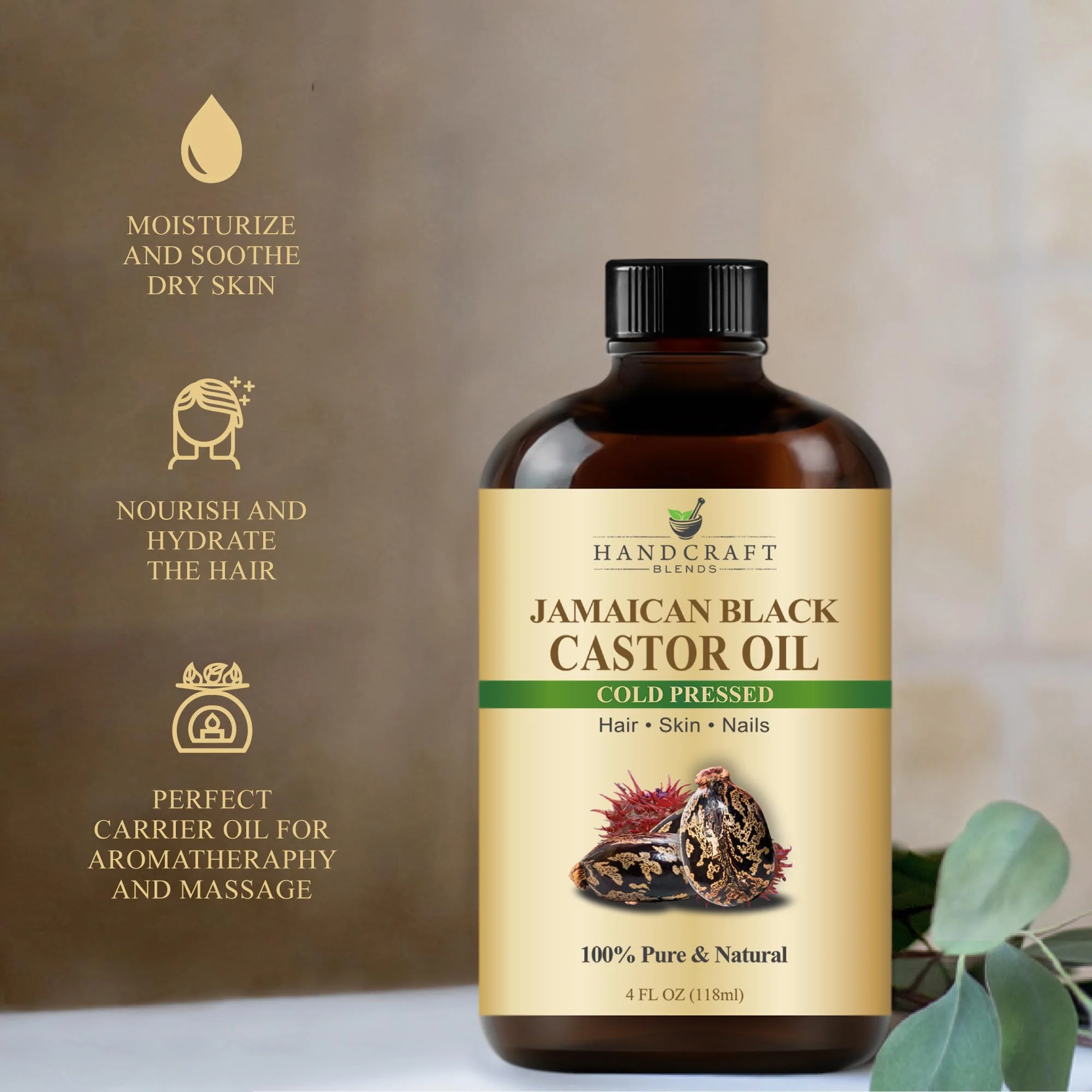 Handcraft Blends Jamaican Black Castor Oil - 12 Fl Oz - 100% Pure and Natural - Premium Grade Oil for Hair Growth, Eyelashes and Eyebrows - Carrier Oil - Hair and Body Oil - Image 4