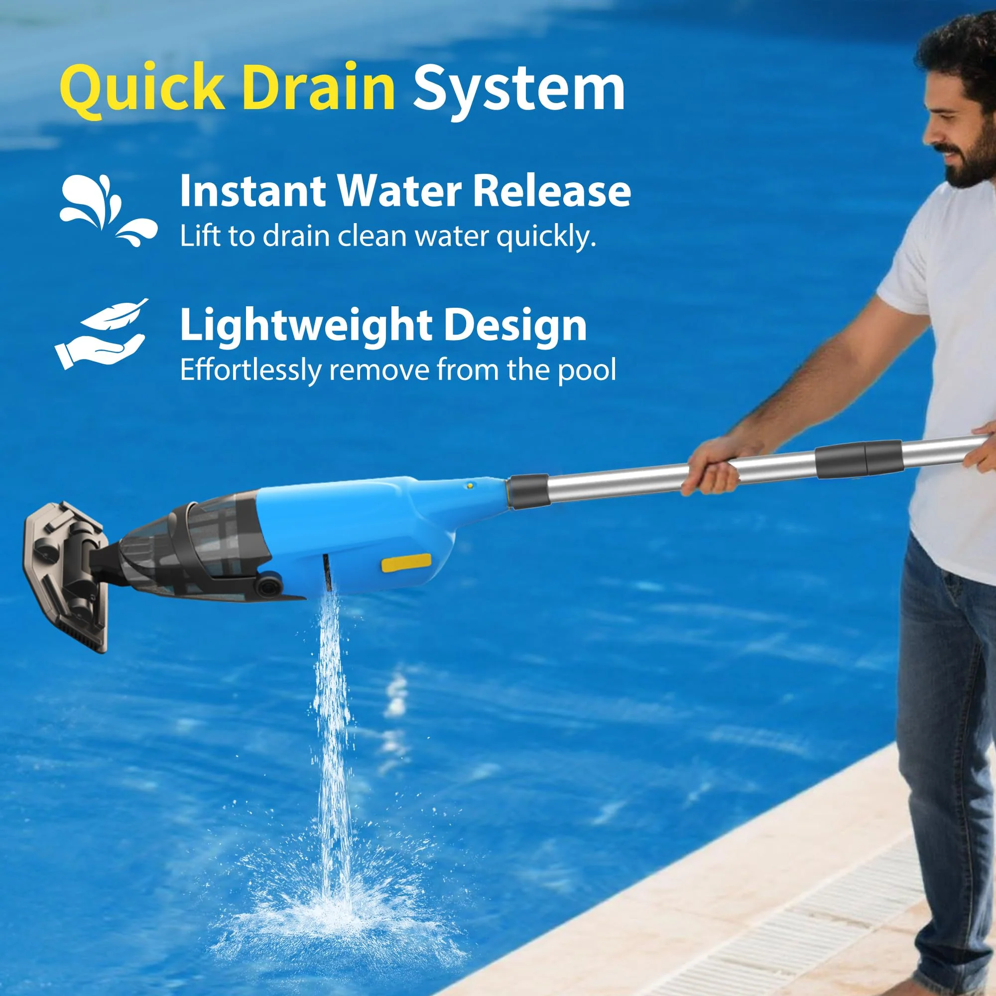 Handheld Pool Vacuum for Inground Pools,Pool Cleaner with Powerful Suction up to 15 gallons/min, Ideal for Leaves and Debris，Pool Vacuum Head for Pools Above Ground and Hot Tubs - Image 4