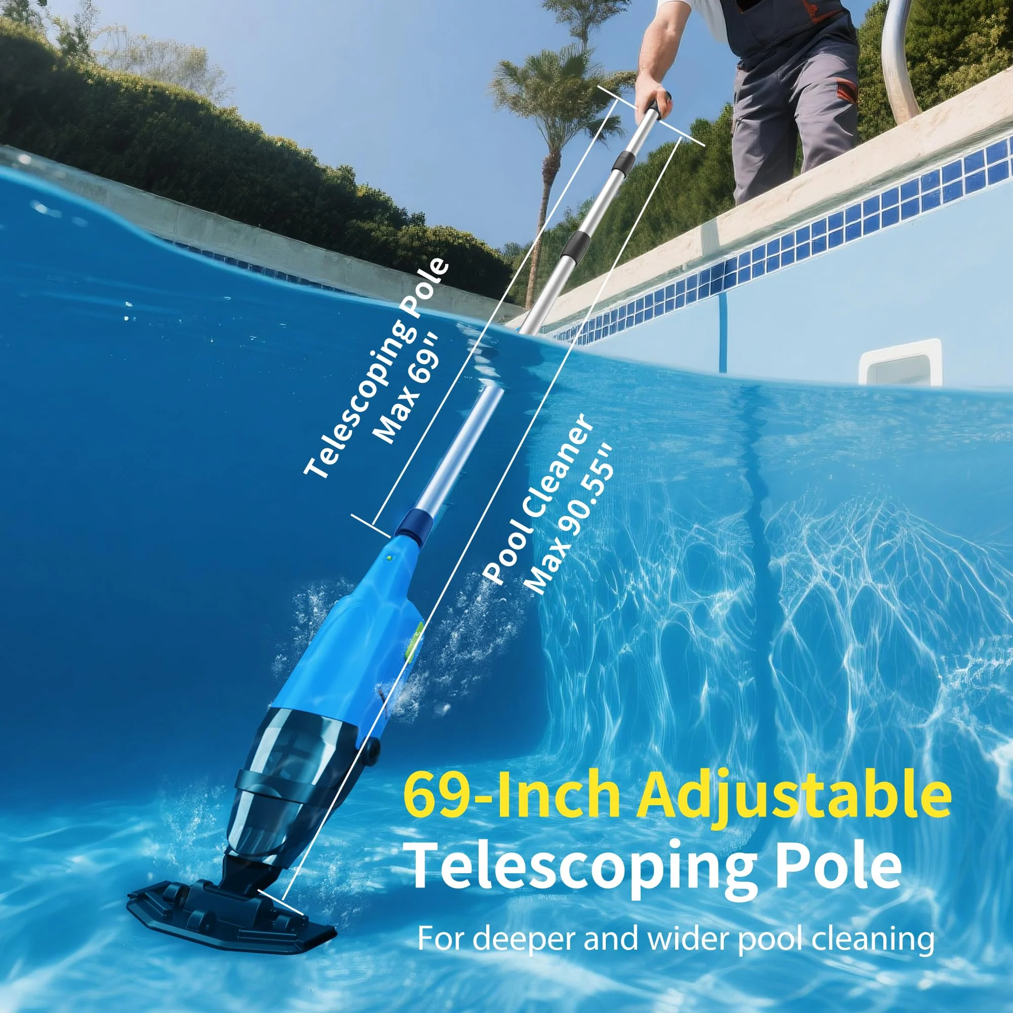 Handheld Pool Vacuum for Inground Pools,Pool Cleaner with Powerful Suction up to 15 gallons/min, Ideal for Leaves and Debris，Pool Vacuum Head for Pools Above Ground and Hot Tubs - Image 5