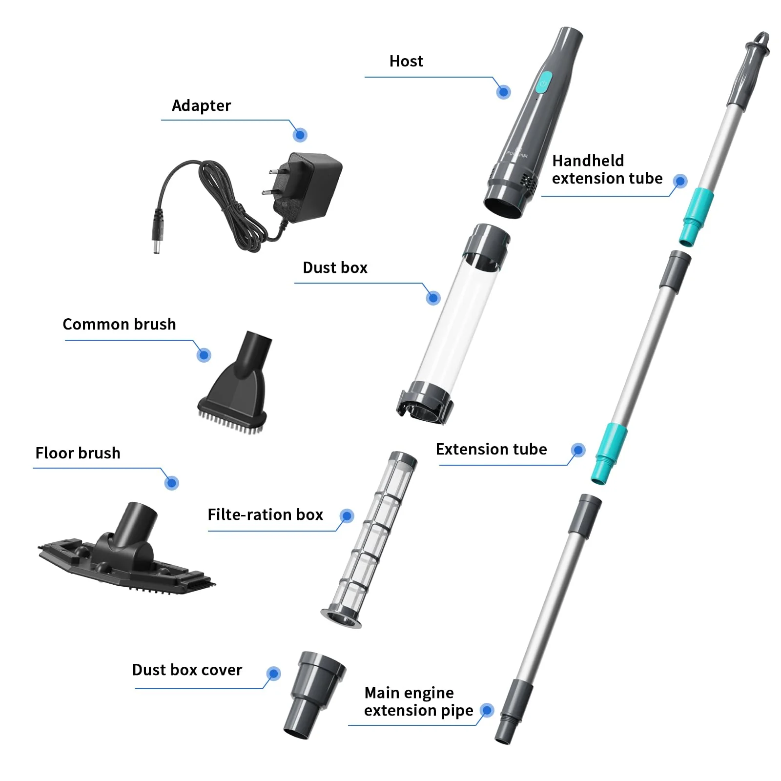 Handheld Spa Hot Tub Vacuum- Cordless Small Above Ground Pool Cleaner with 2 Brush Heads, 90 Mins Running Time, 12 Gallons/Min Powerful Suction, Ideal for Cleaning Debris and Sand Underwater, Black - Image 3