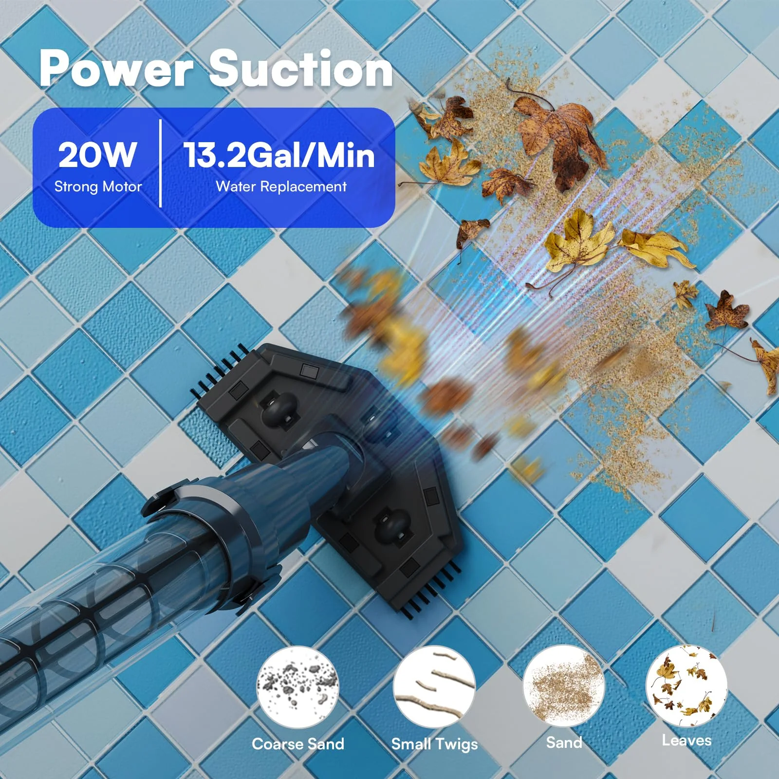 Handheld Spa Hot Tub Vacuum- Cordless Small Above Ground Pool Cleaner with 2 Brush Heads, 90 Mins Running Time, 12 Gallons/Min Powerful Suction, Ideal for Cleaning Debris and Sand Underwater, Black - Image 8