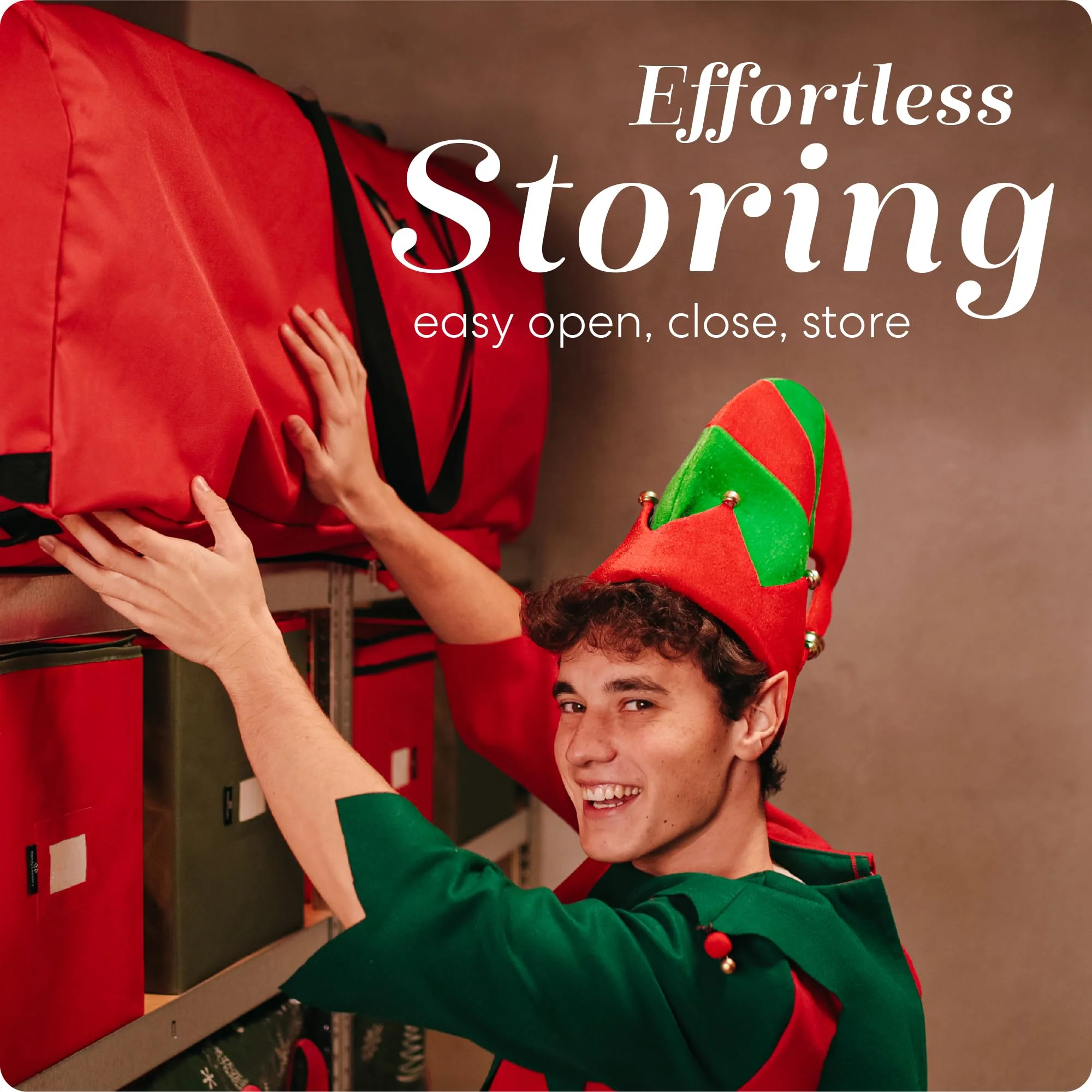 Handy Laundry, Rolling Tree Storage Bag - Storage for 9-Foot Artificial Christmas Holiday Tree. Zippered Bag, Carry Handles & Wheels for Easy Transport. Protects Against Dust, Insects, Moisture, RED - Image 4