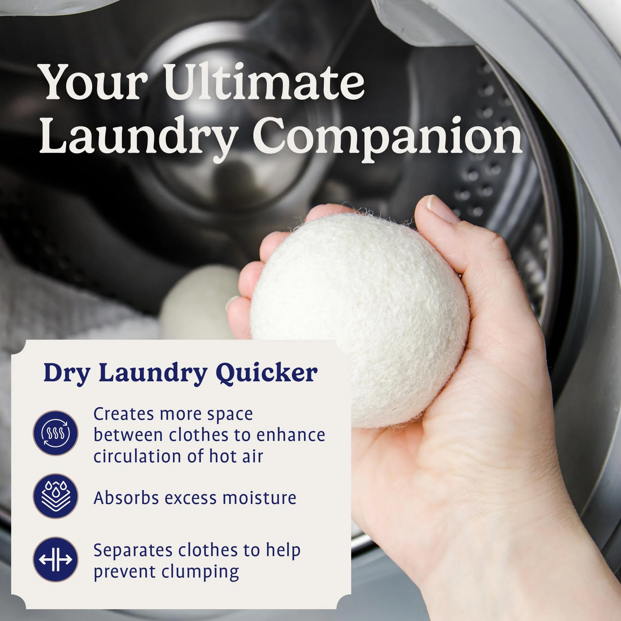 Handy Laundry Wool Dryer Balls - Natural Fabric Softener, Reusable, Reduces Clothing Wrinkles and Saves Drying Time, Better Alternative to Plastic Balls and Liquid Softener (Pack of 4) - Image 4
