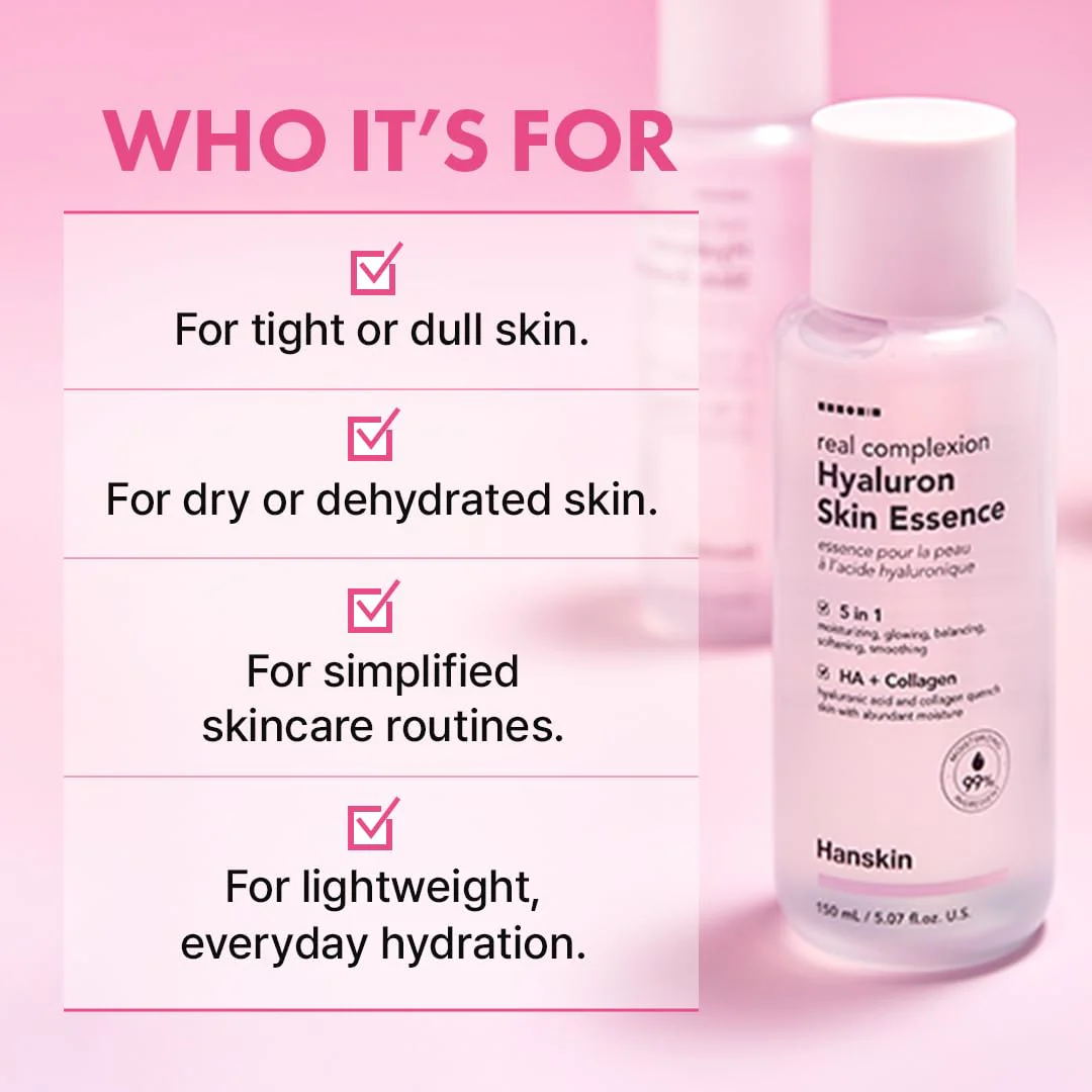 Hanskin Hyaluron Skin Essence Toner – Korean Hydrating Toner for Glass Skin | Hyaluronic Acid & Collagen | Lightweight Moisturizing Astringent for Dry, Sensitive & Dull Skin | K-Beauty (5.07 fl oz) - Image 4
